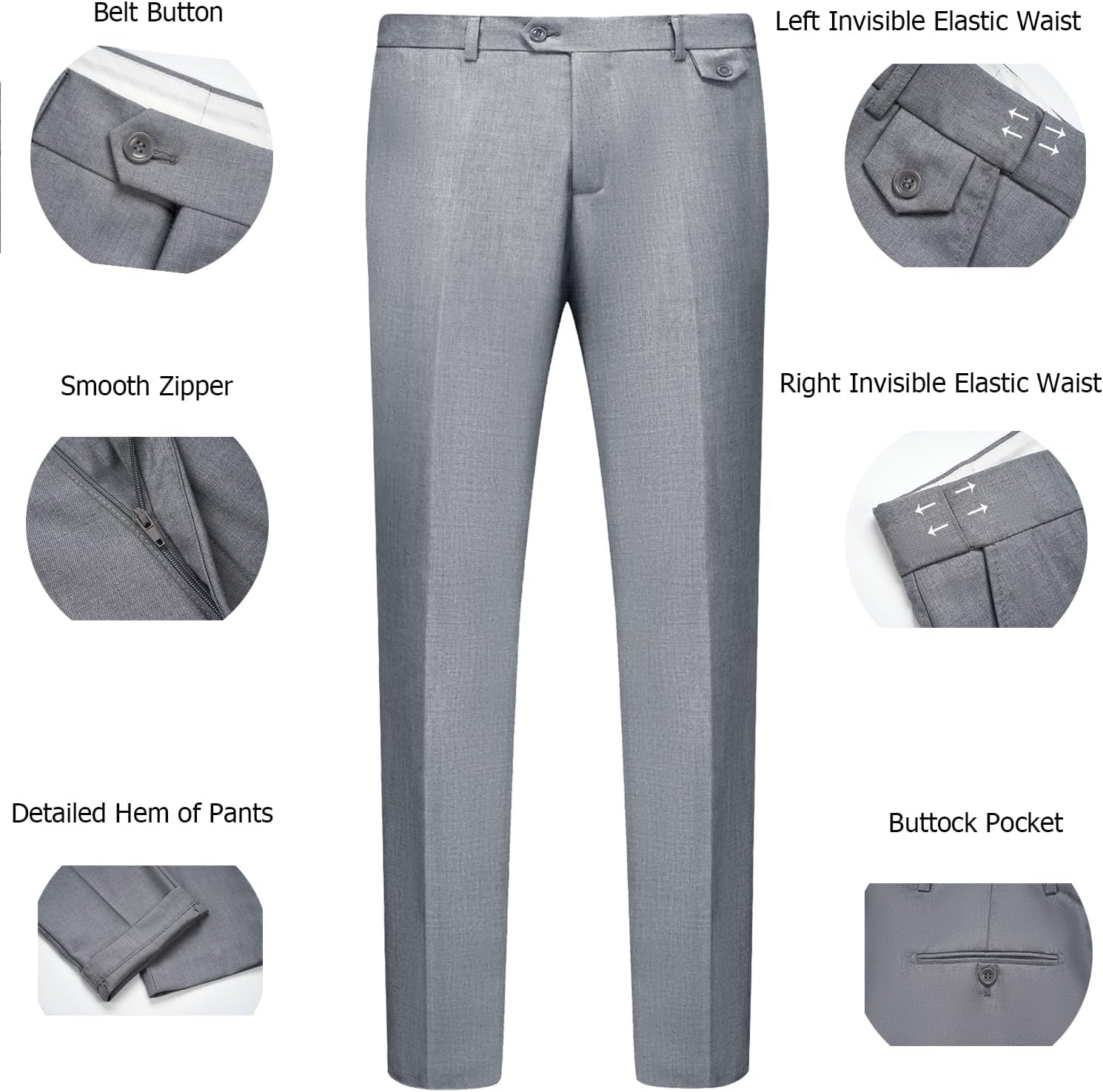 Detalle de WULFUL Men’s 3-Piece Slim Fit Suit Set (Two-Button Blazer, Vest & Pants) for Party, Wedding & Business
