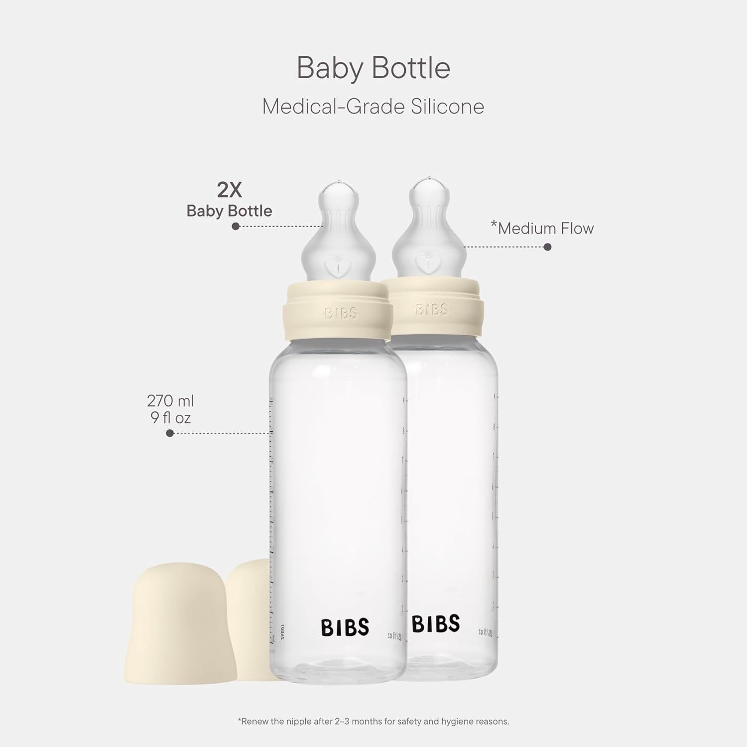 Thumbnail 1 de BIBS Baby Bottle 270 ml Natural Rubber Latex Nipples 2 Pack