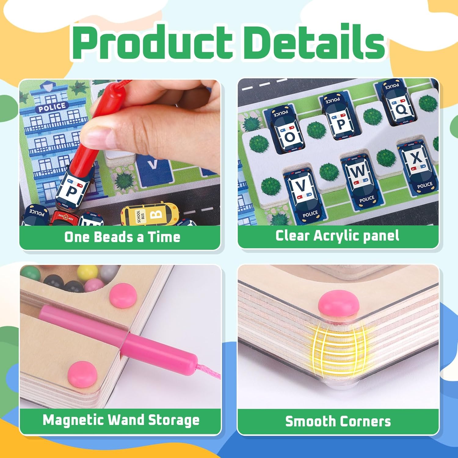 Thumbnail 2 de Konijiwa Cadeau Jeux Enfant 3 en 1 Montessori : labyrinthe magnétique couleurs et chiffres