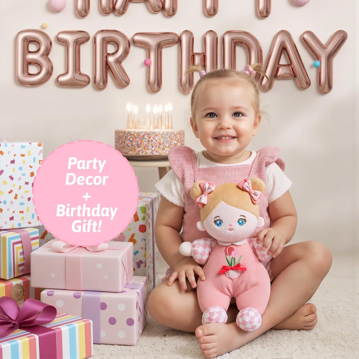 Thumbnail 3 de OUOZZZ 10" Tulip Pink Soft Baby Doll for 1-Year-Olds (First Birthday Gift)