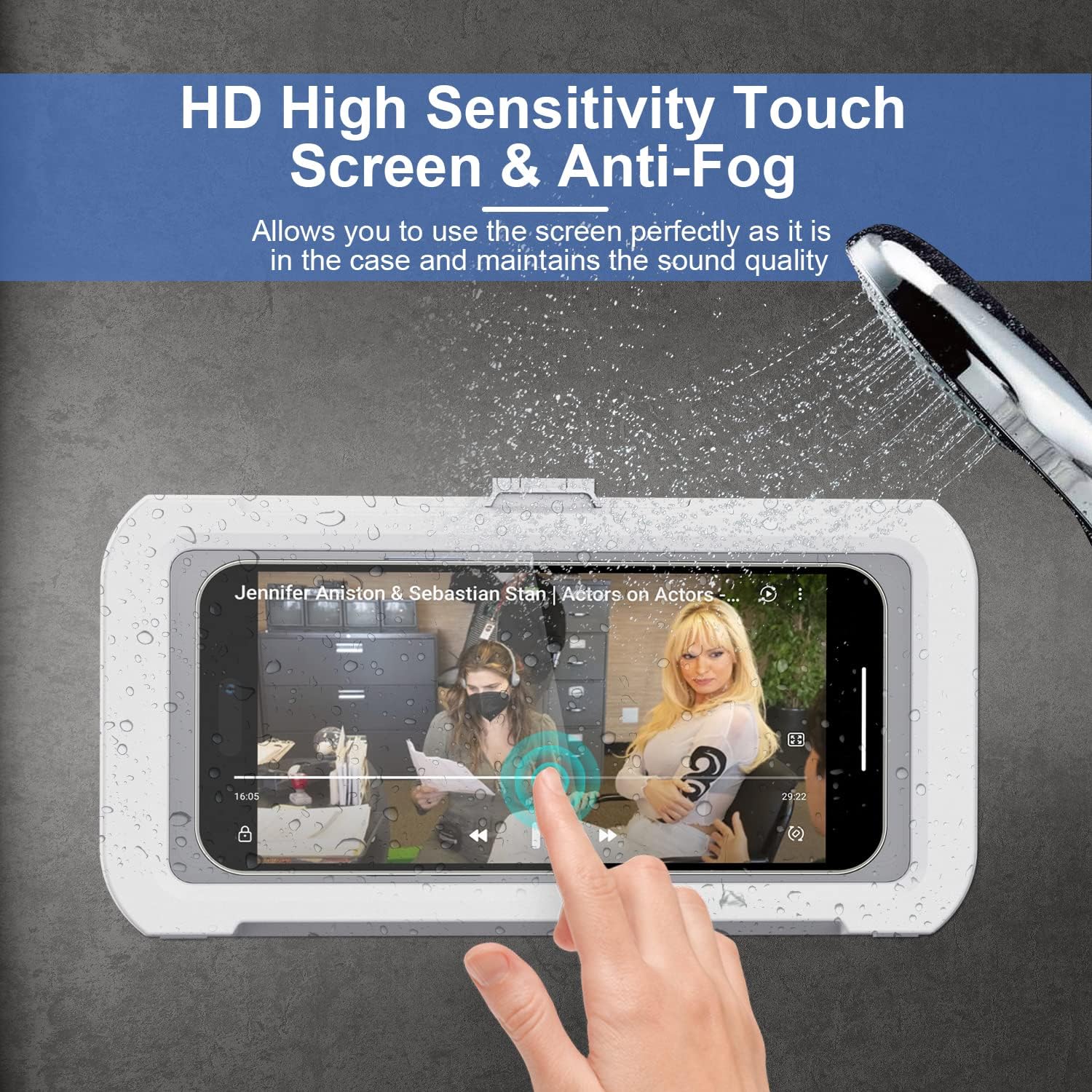 Detalle de URROY Waterproof Shower Phone Holder Case with 360° Rotation and Universal Mount
