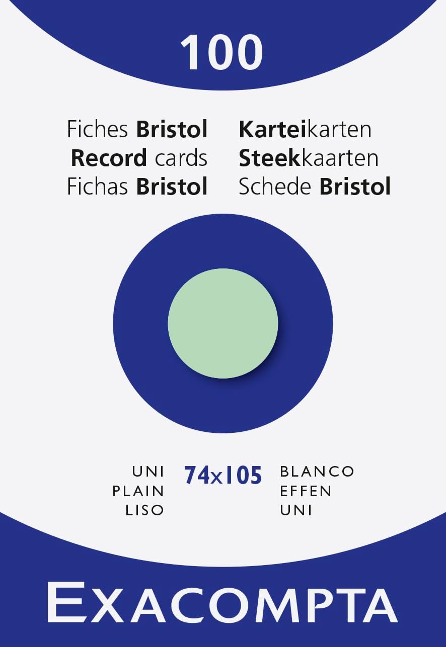 Exacompta Étui de 100 fiches bristol uni non perforé 74x105mm Vert
