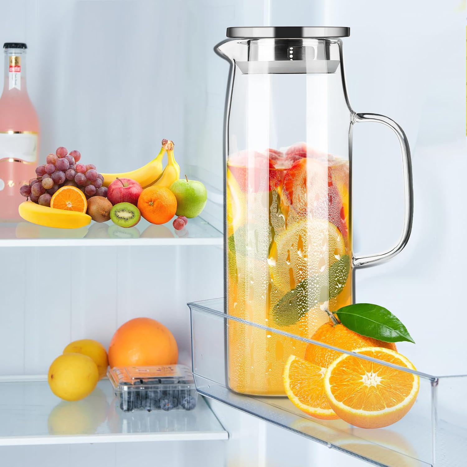 Thumbnail 1 de PARACITY glazen kan 1,5 l van borosilicaatglas met deksel en dubbele schenktuit