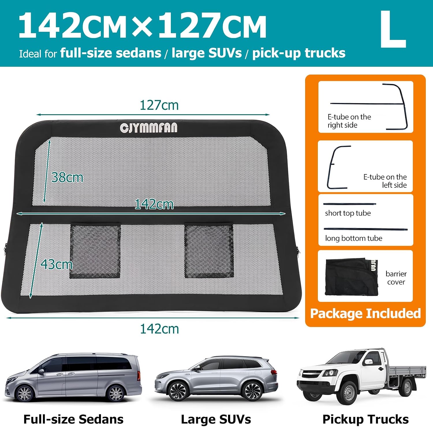 Thumbnail 6 de CJYMMFAN Dog Guard for Car Boot & Back Seat with Wider Coverage – Universal Dog Barrier with Chew-Proof Transparent Net