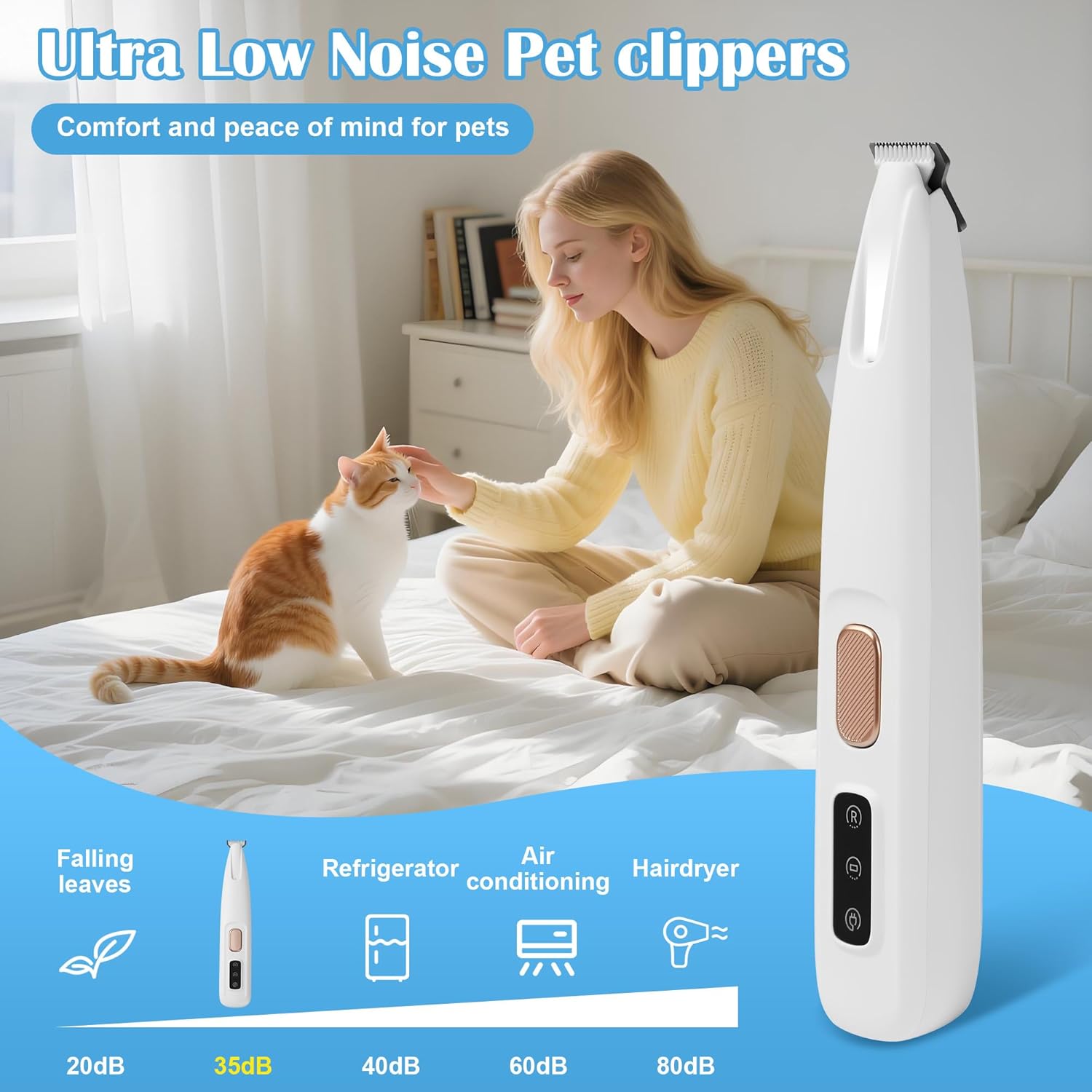 Detalle de PawTrim Pro Tondeuse LED silencieuse sans fil USB rechargeable étanche pour chiens et chats