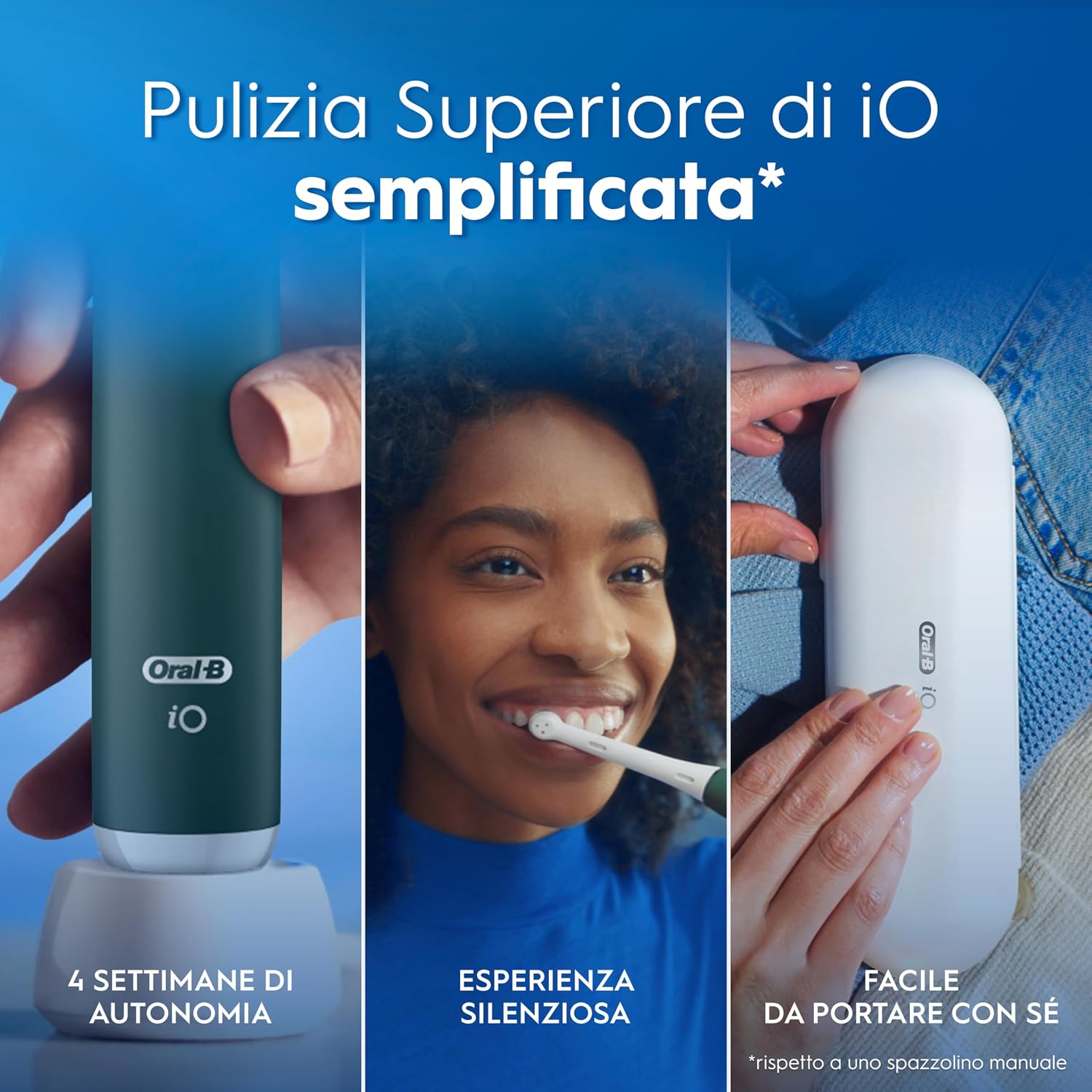Detalle de Oral-B iO 2 Spazzolino Elettrico Ricaricabile – Verde con 1 Testina di Ricambio e Custodia da Viaggio