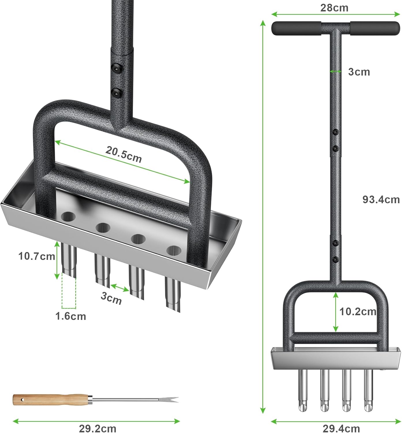 Thumbnail 1 de Yornoli Lawn Aerator Tool – Heavy Duty Hollow Tine Manual Coring Aerator with 4 Stainless Steel Pluggers