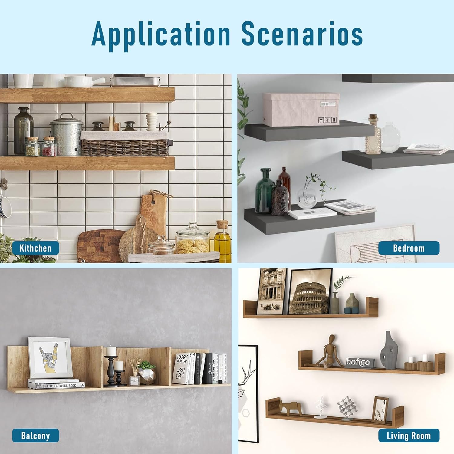 Thumbnail 6 de Heavy Duty Floating Shelf Brackets 4 inch (8 Pack) – Solid Steel L-Shaped Wall Supports, White