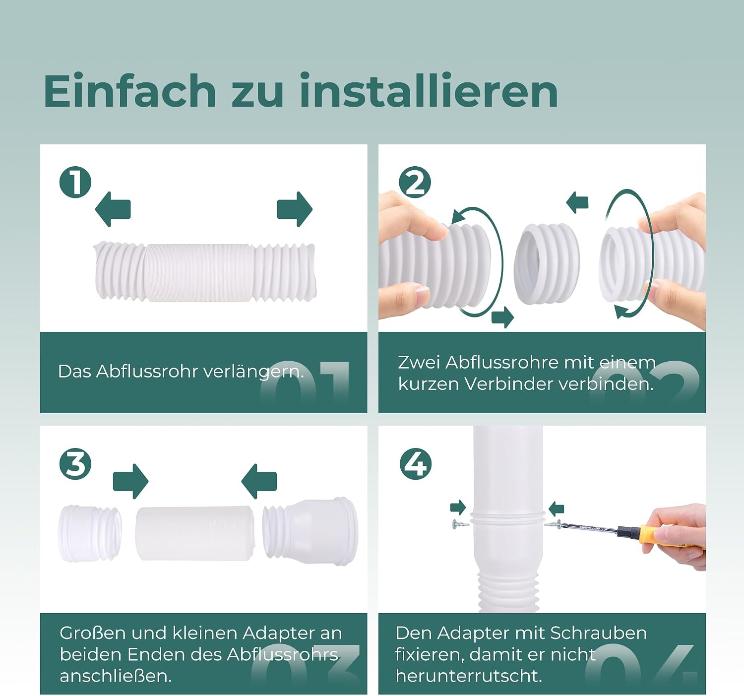 Detalle 2 de BKITC flexibel stuprörsförlängning, 47–150 cm, för 80/100 mm