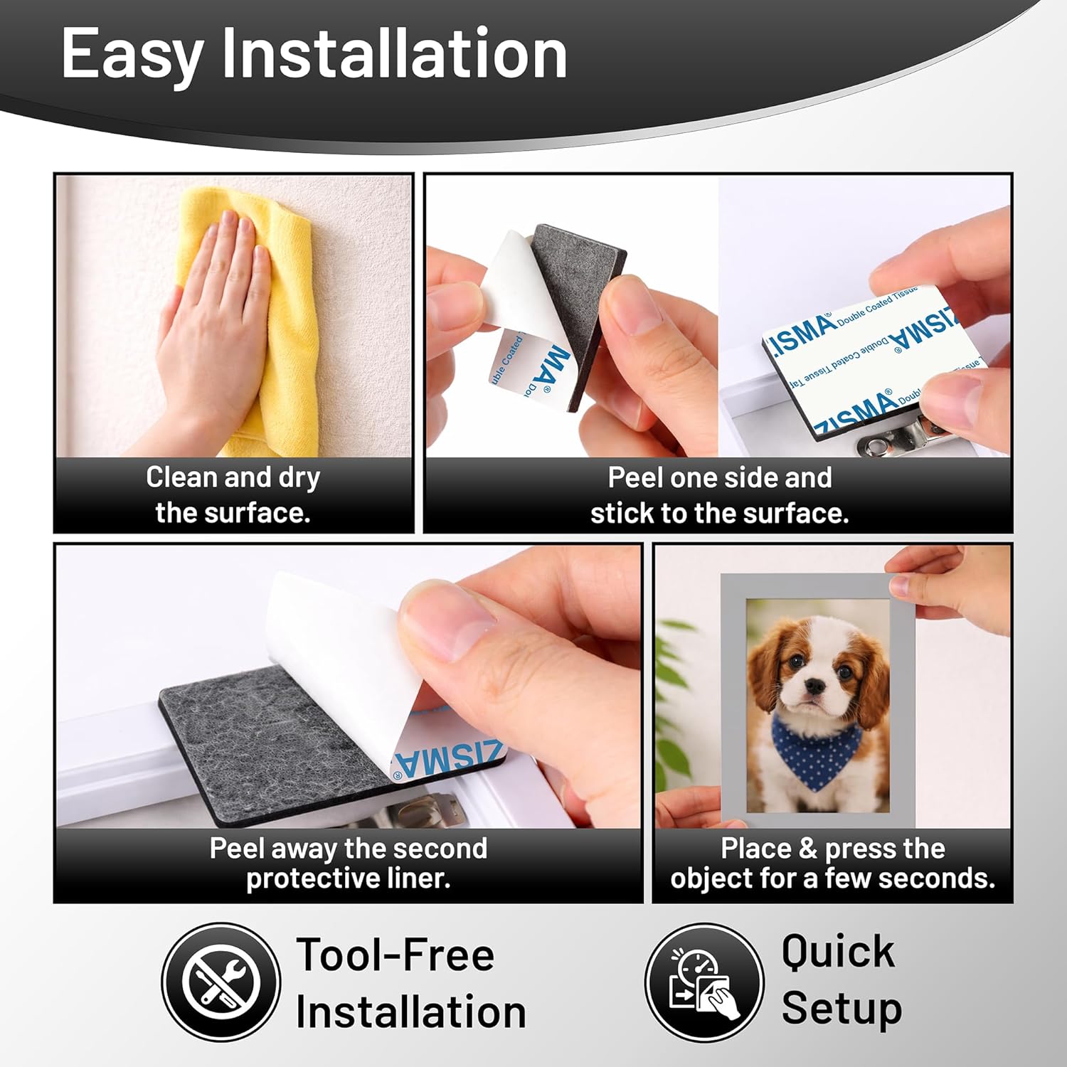 Thumbnail 2 de ZISMA Double Sided Sticky Tape - 50 Pcs Heavy Duty Adhesive Foam Pads (50mm x 30mm)