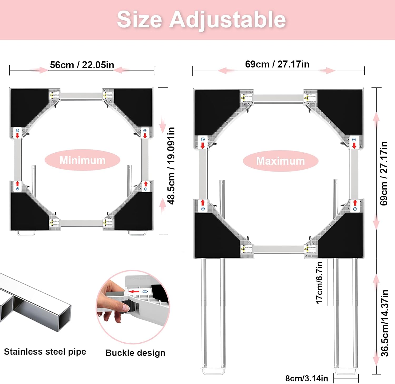 Detalle de NIUXX Kit sovrapposizione lavatrice asciugatrice con 4 aste telescopiche