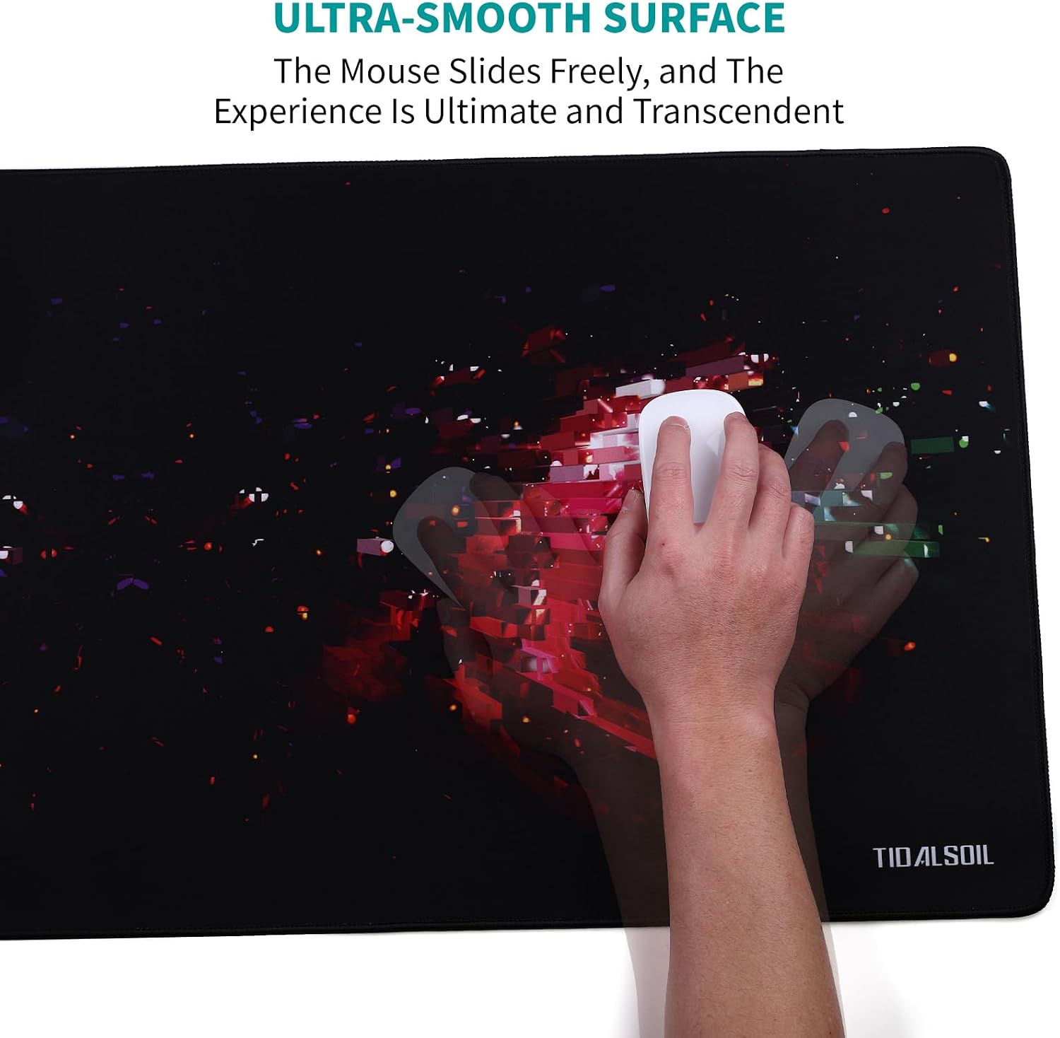 Thumbnail 3 de TIDALSOIL Gaming Mauspad XXL 900×400 mm – Rote Pixel, rutschfeste Gummibasis