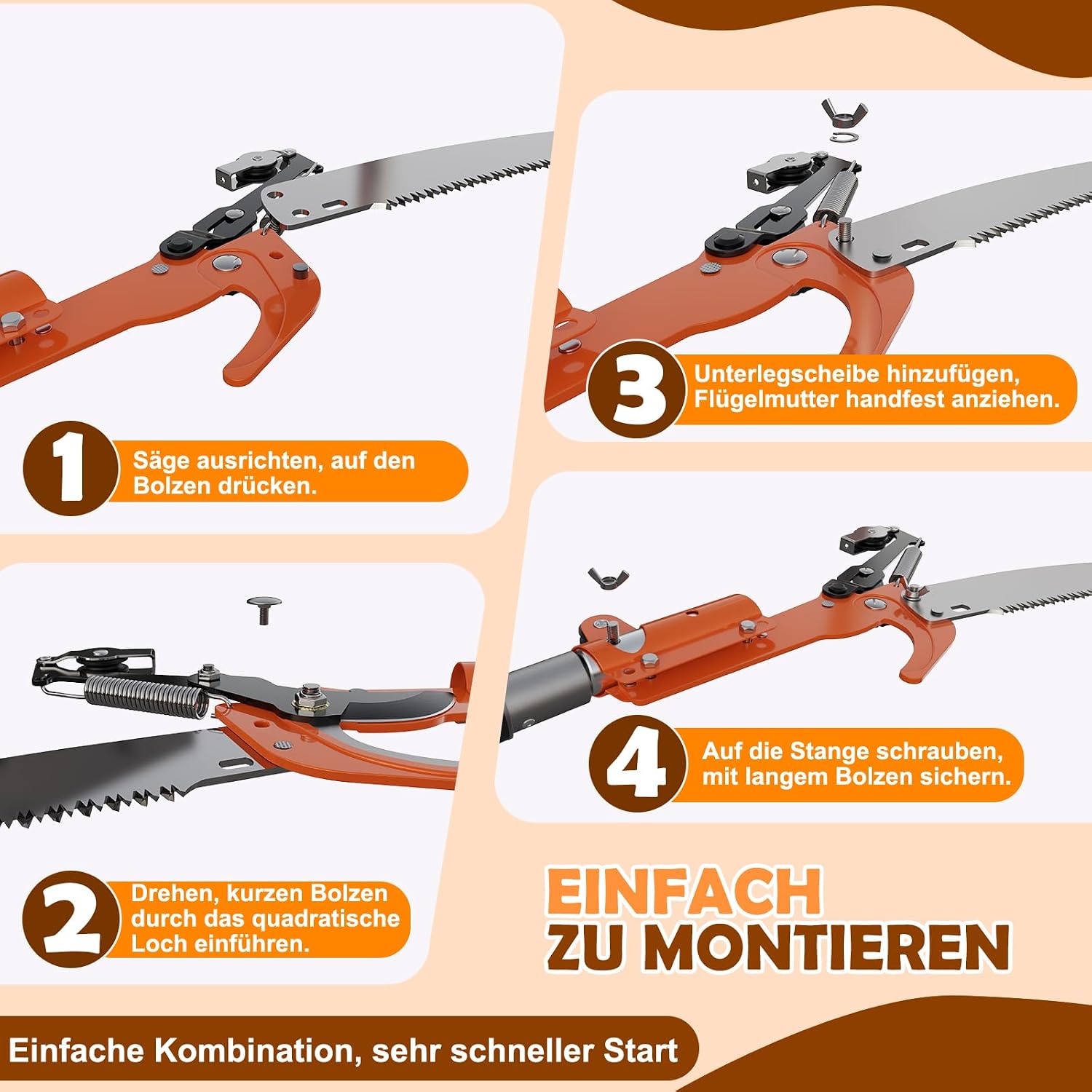 Detalle de SISUPASSIE 6m Hochentaster mit Teleskopstiel – 2-in-1 Baumschere für Hof und Garten