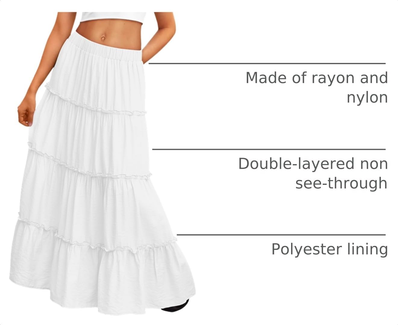 Detalle 2 de Trendy Queen Boho Maxi Skirt High Waist