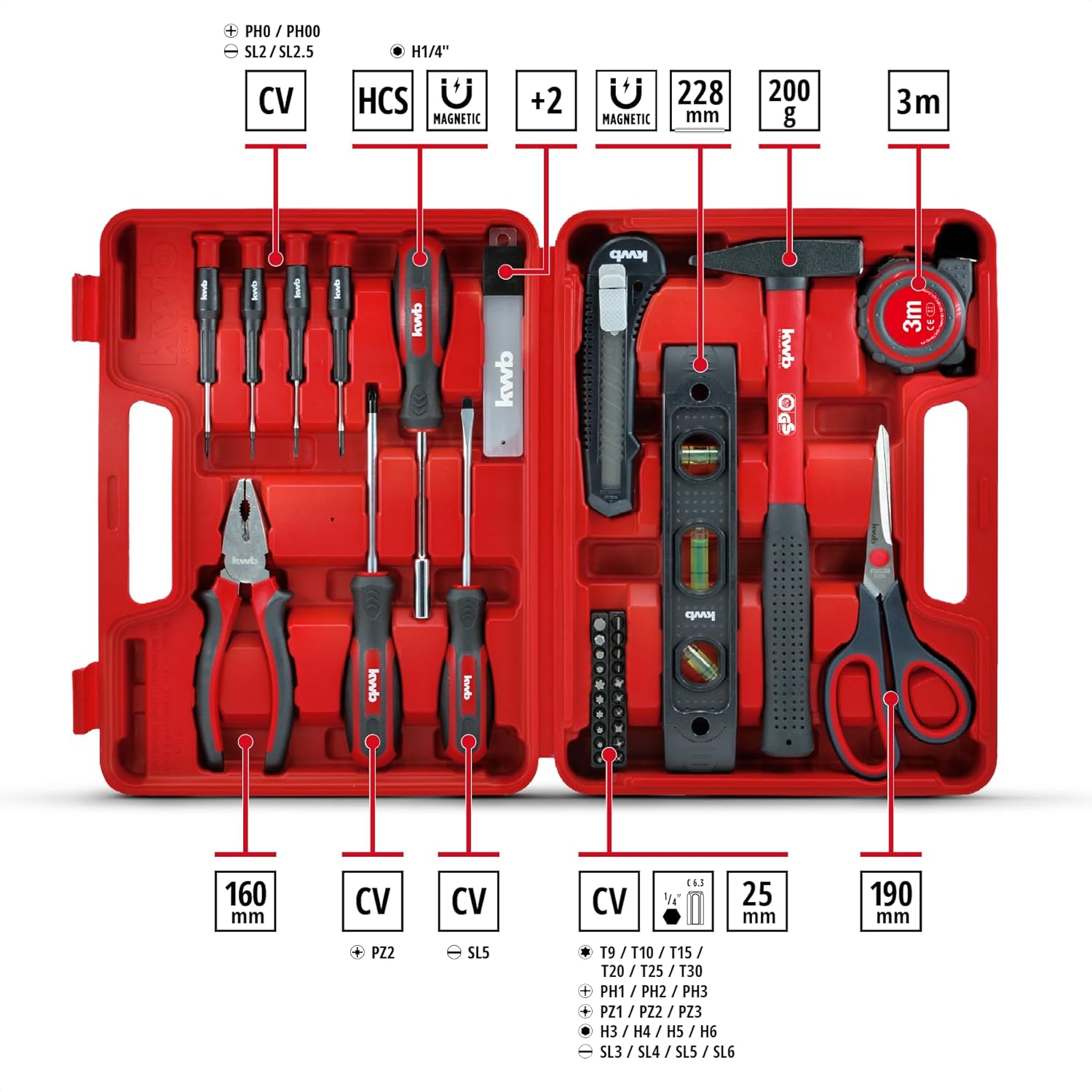Thumbnail 1 de Coffret à outils kwb 35 pièces – boîte à outils robuste et pratique