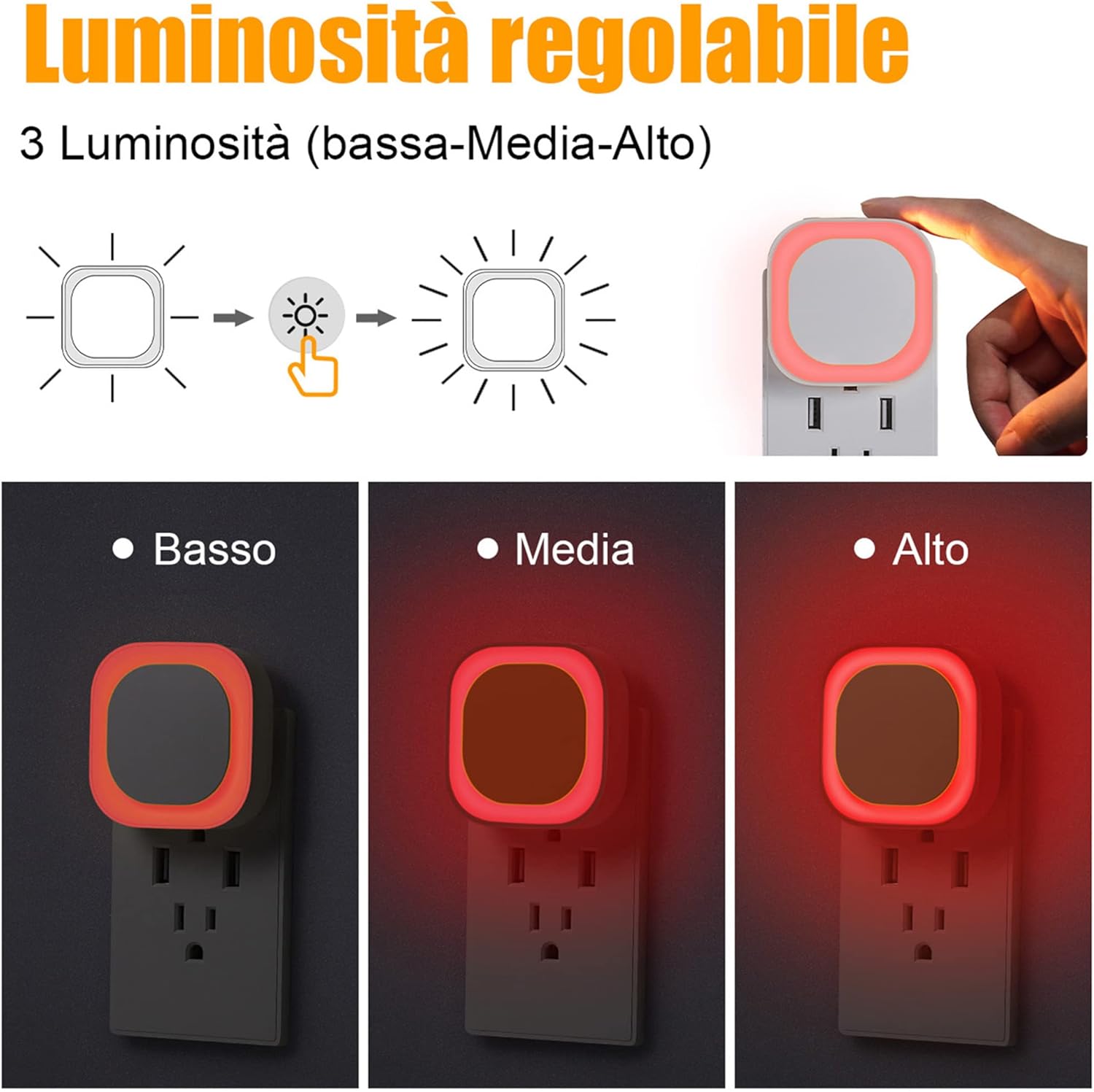 Detalle 2 de YUNLEX Presa luce notturna con sensore crepuscolare 3 livelli