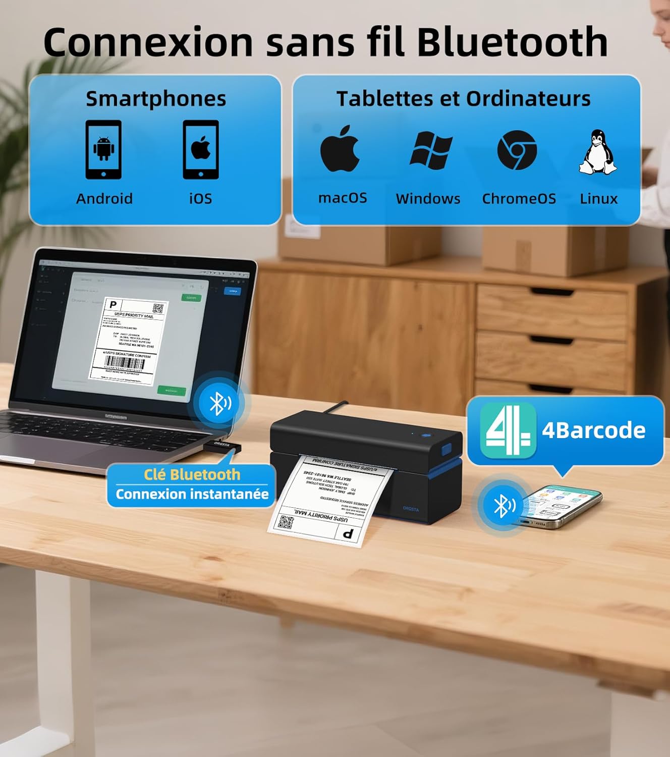 Thumbnail 4 de ORGSTA T001 imprimante d'étiquettes 152 mm/s 📷