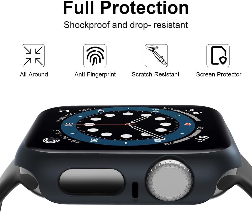 Thumbnail 5 de OFFCUP fodral för Apple Watch 40 mm med härdat glas, nattblått, 2-pack