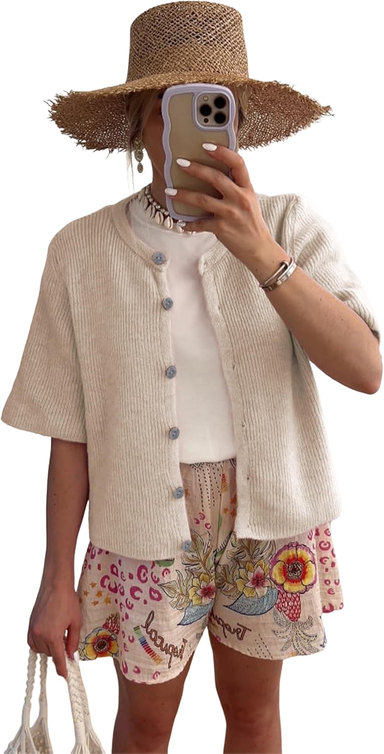 Detalle de SCUSTY Women's Lightweight Cardigan Short Sleeve