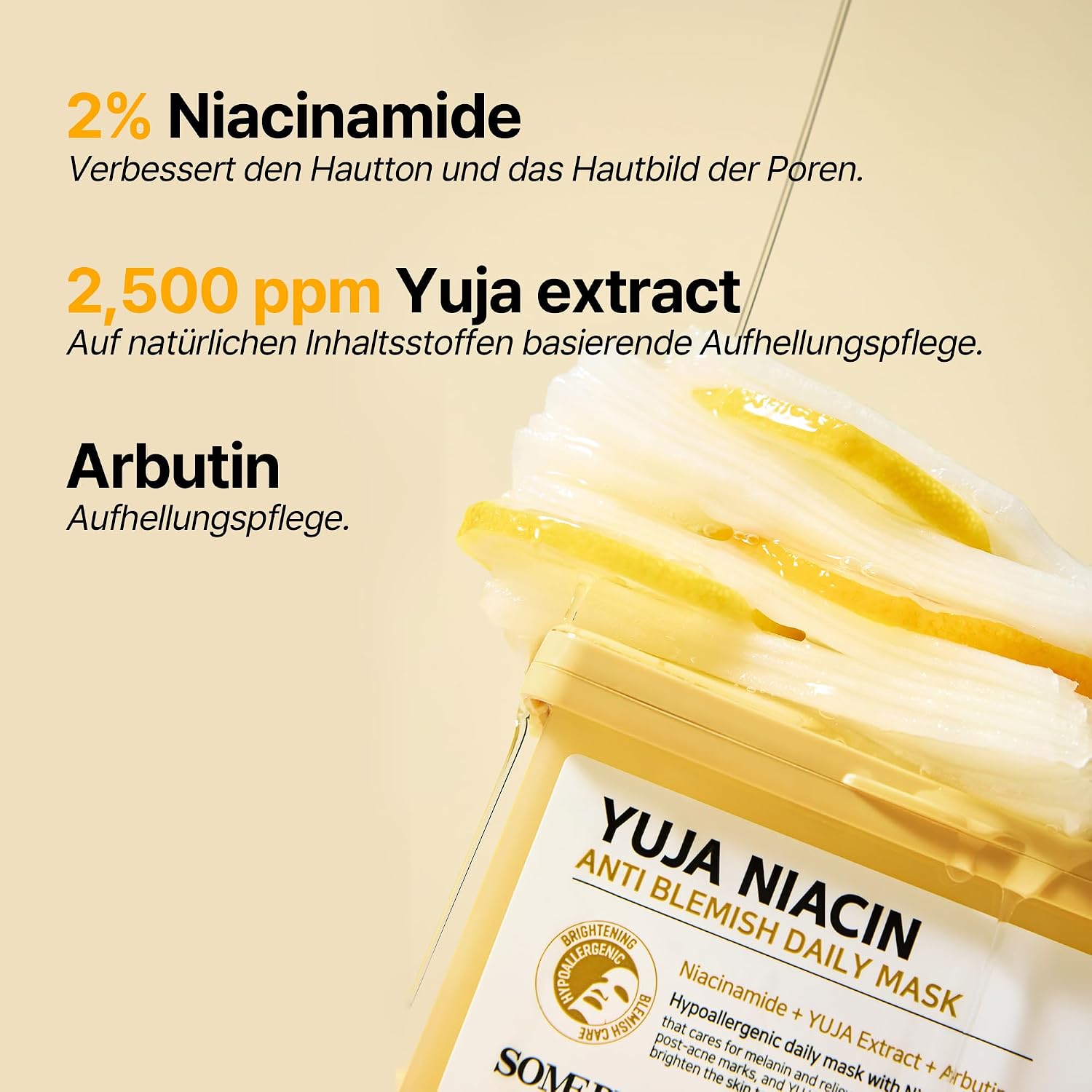 Detalle de SOME BY MI Yuja Niacin Anti Blemish Daily Mask – maschera viso giornaliera con niacinamide (30 fogli)