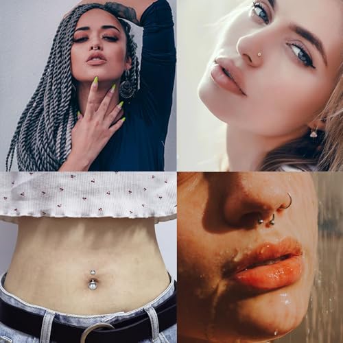 Thumbnail 5 de WillTen 100PCS Piercing Kits for All Piercings (12G, 14G, 16G) with Jewelleries – 316L Stainless Steel