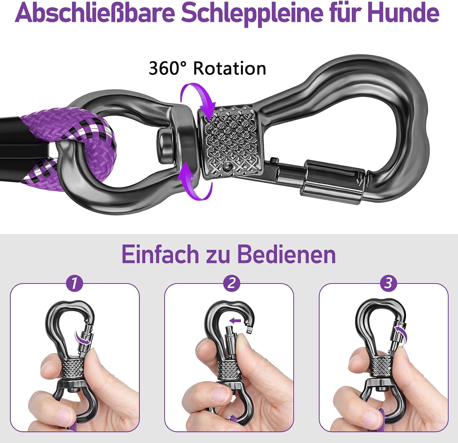 Thumbnail 1 de XXBEN Schleppleine für Hunde mit gepolstertem Griff, 10 m – mit abschließbarem Karabiner