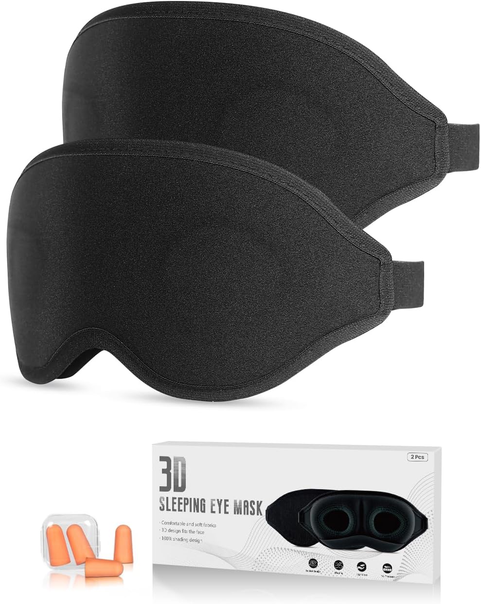 Detalle de Eye Mask 2 Pack 3D Sleep Mask Black