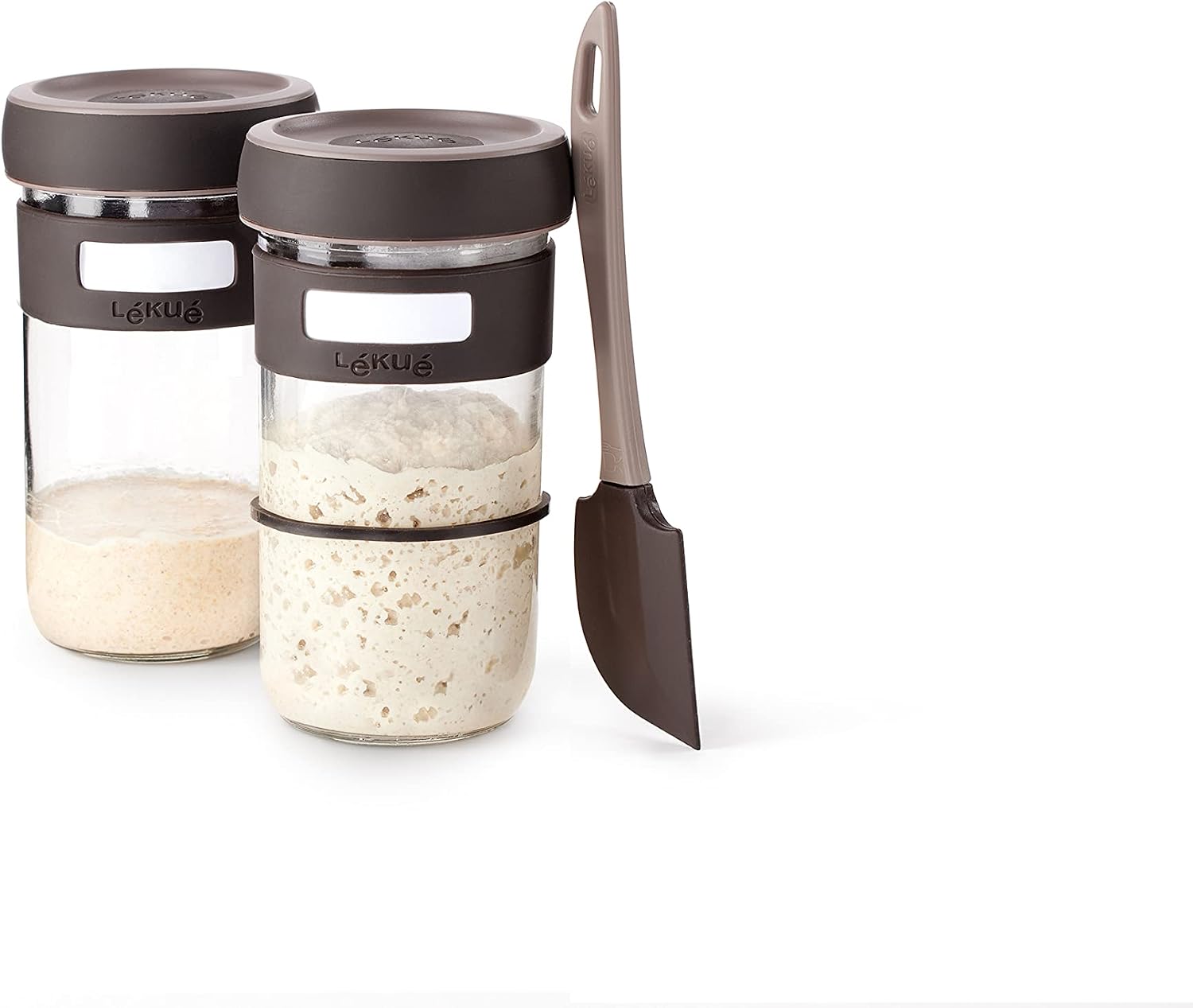Detalle de Lékué 3000200SURM017 Sourdough Starter Kit with Vented Glass Jars