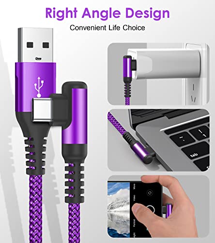 Thumbnail 3 de Câble USB-C Coudé 90° AviBrex 3 m – Charge rapide 3A, nylon tressé (Lot de 2)