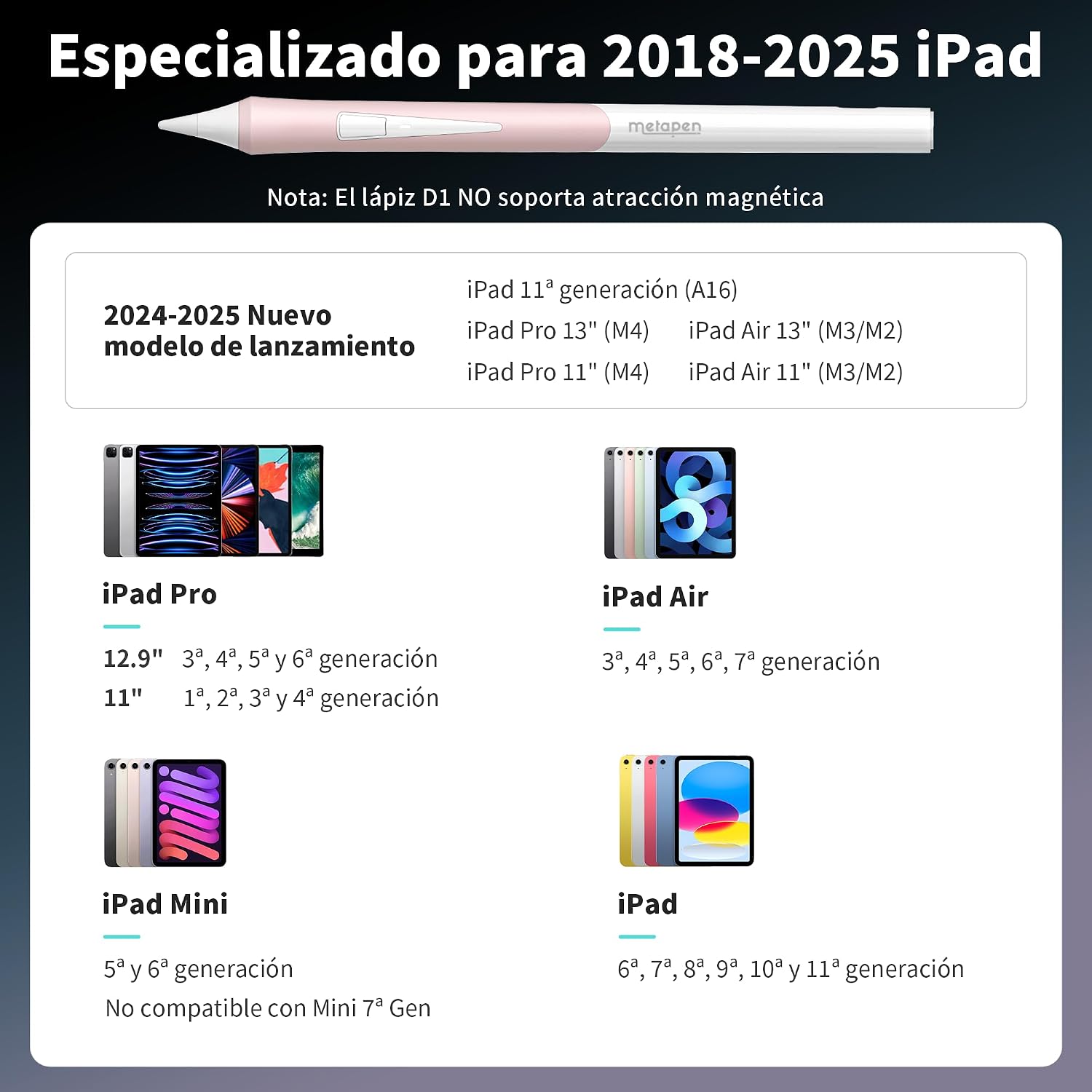 Thumbnail 4 de Metapen D1 Lápiz para iPad 🖊️ Compatibilidad Amplia Blanco
