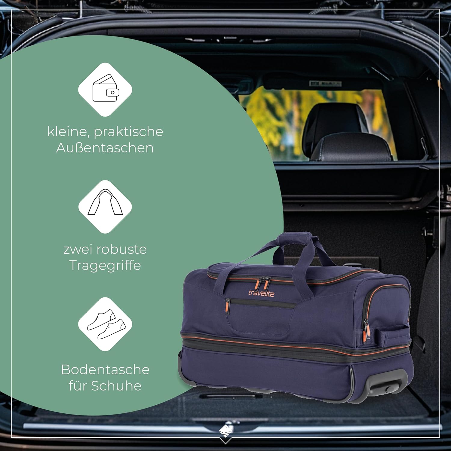 Thumbnail 6 de Travelite Trolley Reisetasche Basics mittelgroß mit Rollen, 51–64 l, 55 cm, Blau