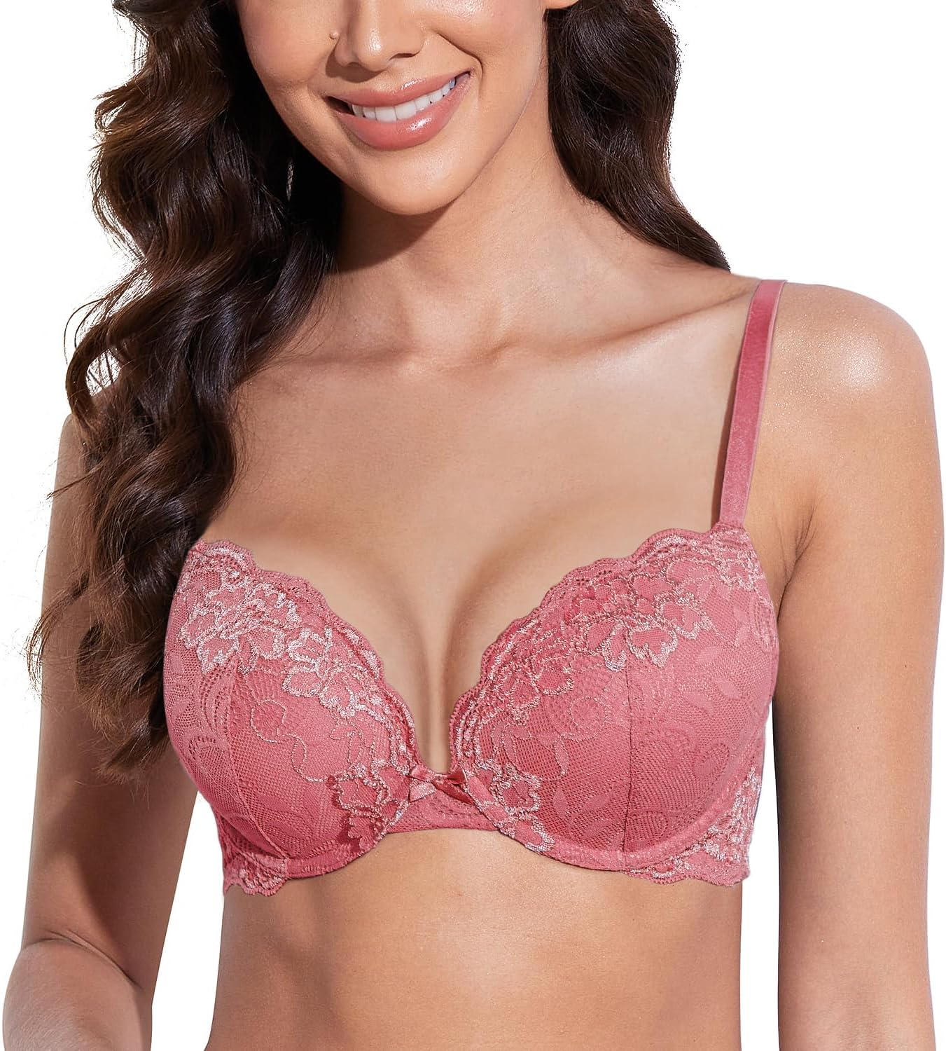 Thumbnail 4 de Deyllo Women’s Push Up Lace Bra, Padded Comfort