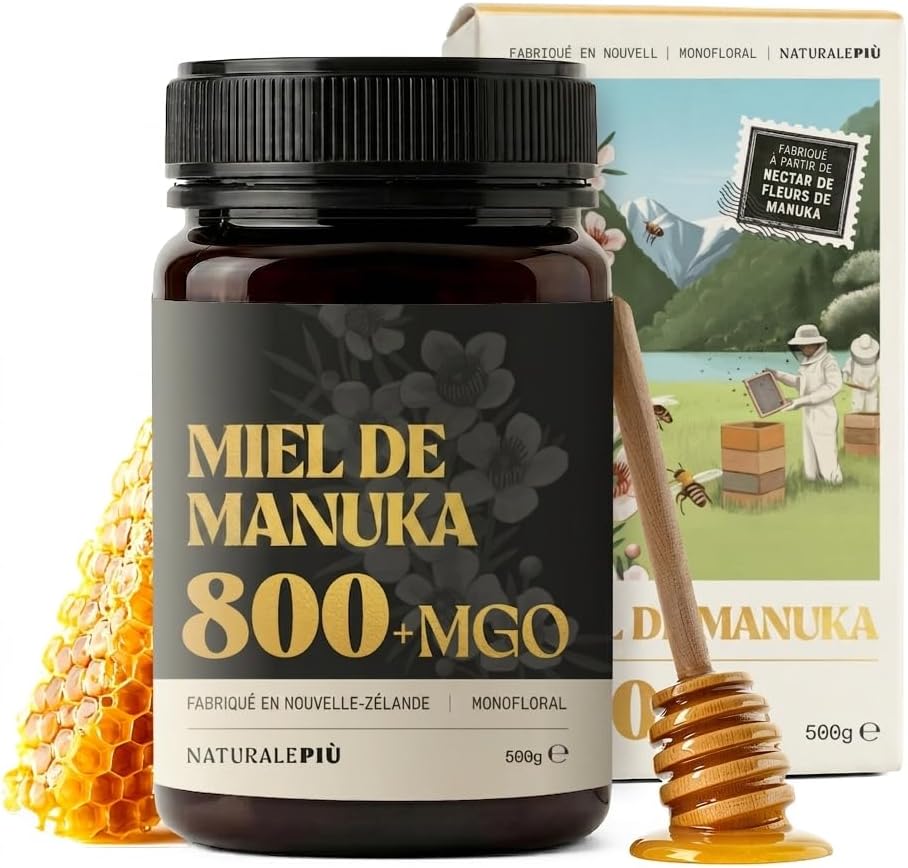 Detalle de NaturalePiù Miel de Manuka 800+ MGO, 500g – Brut et Bio de Nouvelle-Zélande