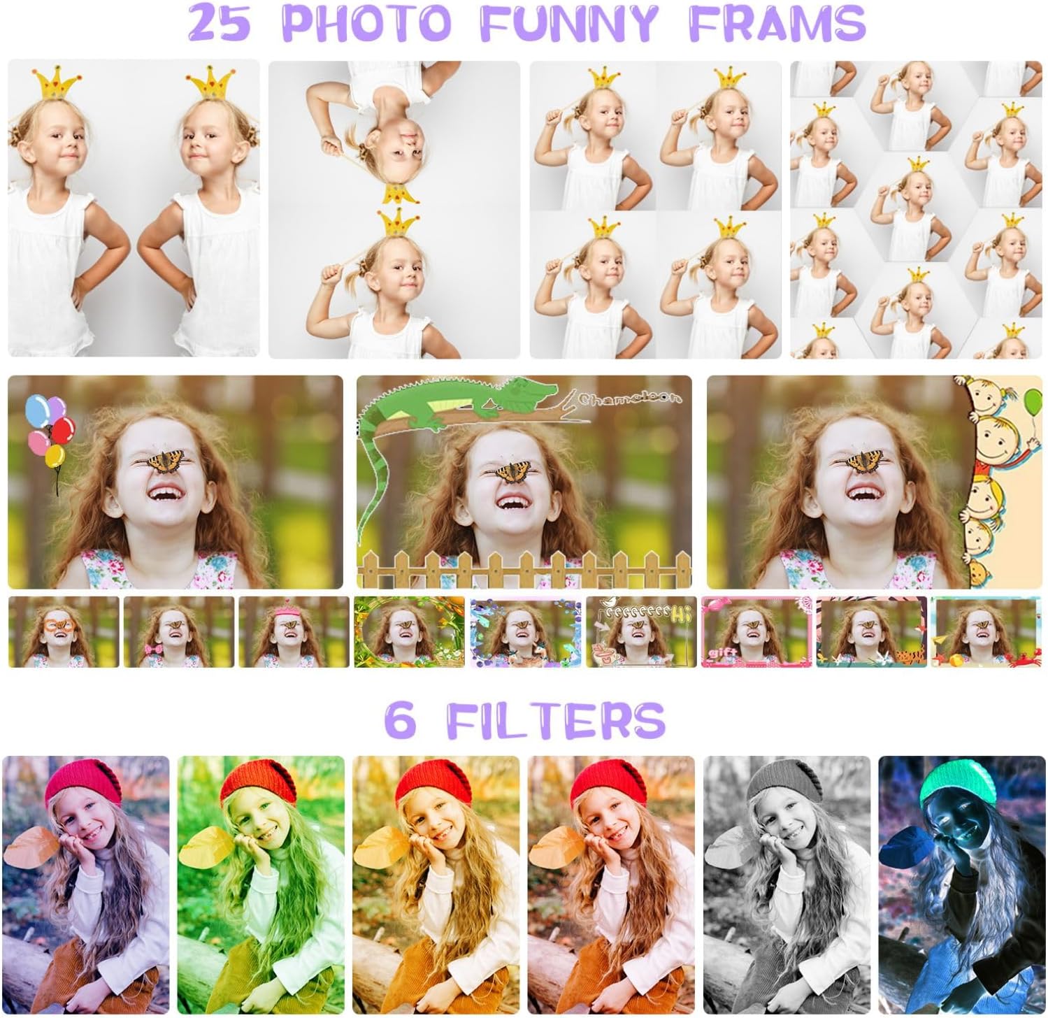 Thumbnail 5 de ARNSSIEN X101 Kids Digital Camera Toy with 180° Flip Lens and 2.4in IPS Screen (32GB TF card included)