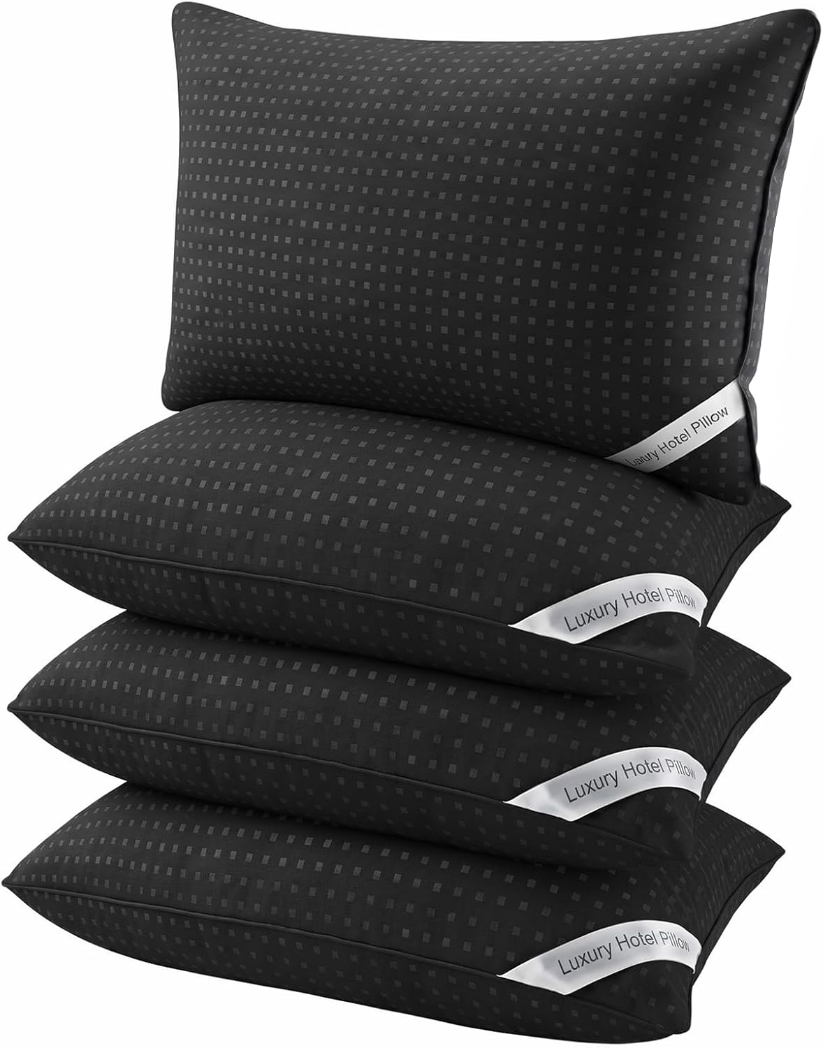 Detalle de Melising King Size Bed Pillows, Set of 4, Black Down Alternative Fill