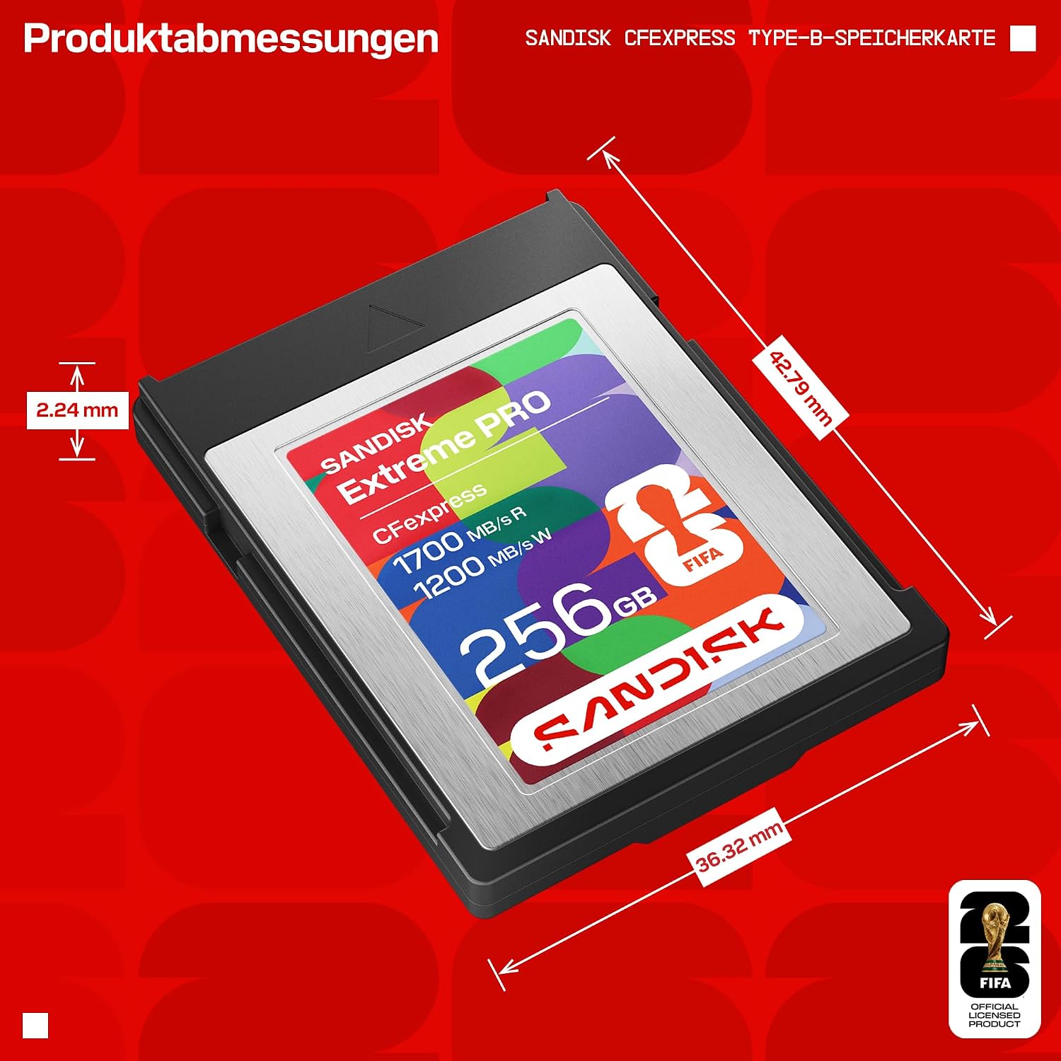 Detalle de SanDisk CFexpress Type-B Speicherkarte FIFA World Cup 2026 Edition 256 GB