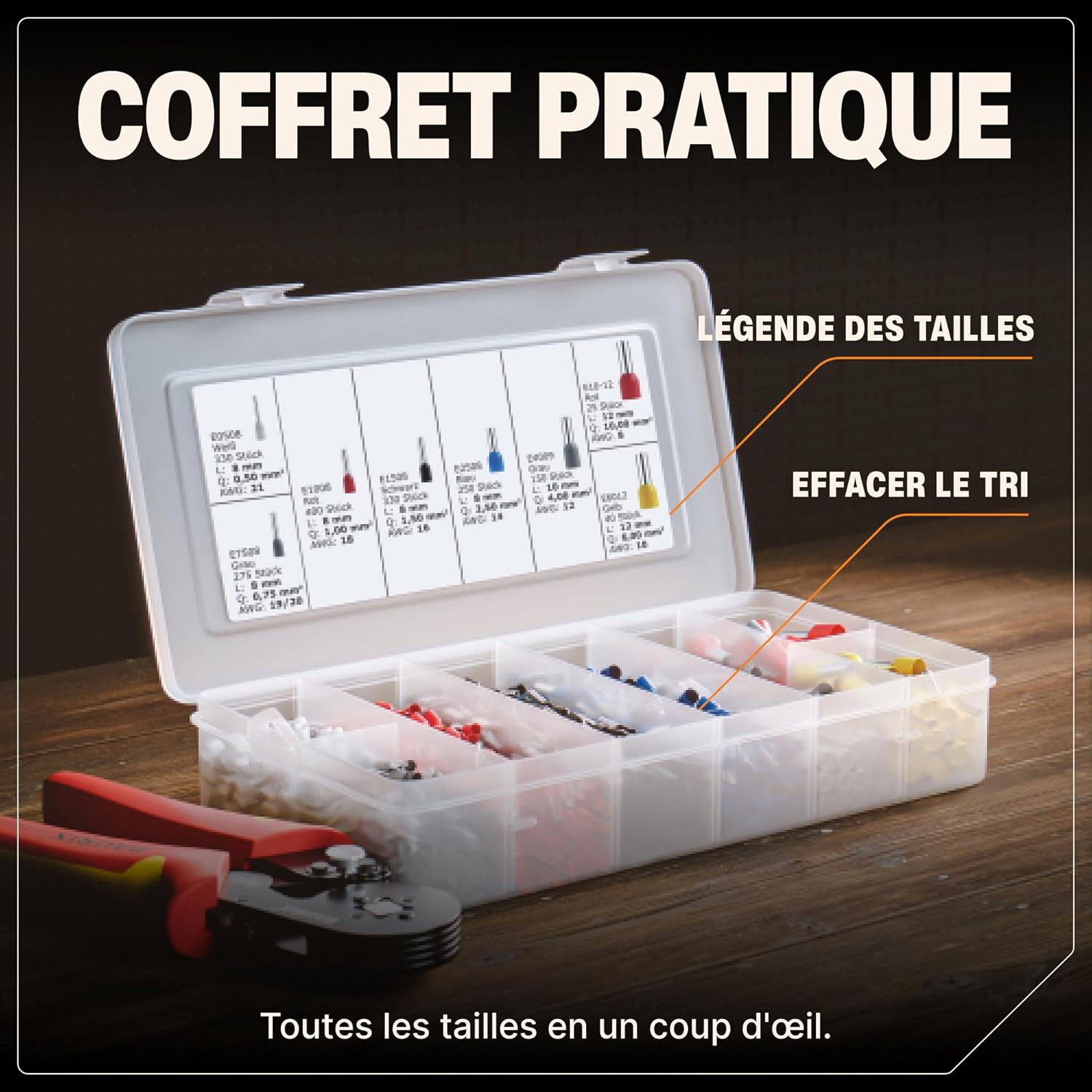 Detalle 2 de BAURIX Embouts de câblage 1200 pièces 0,5–10 mm² 🔌
