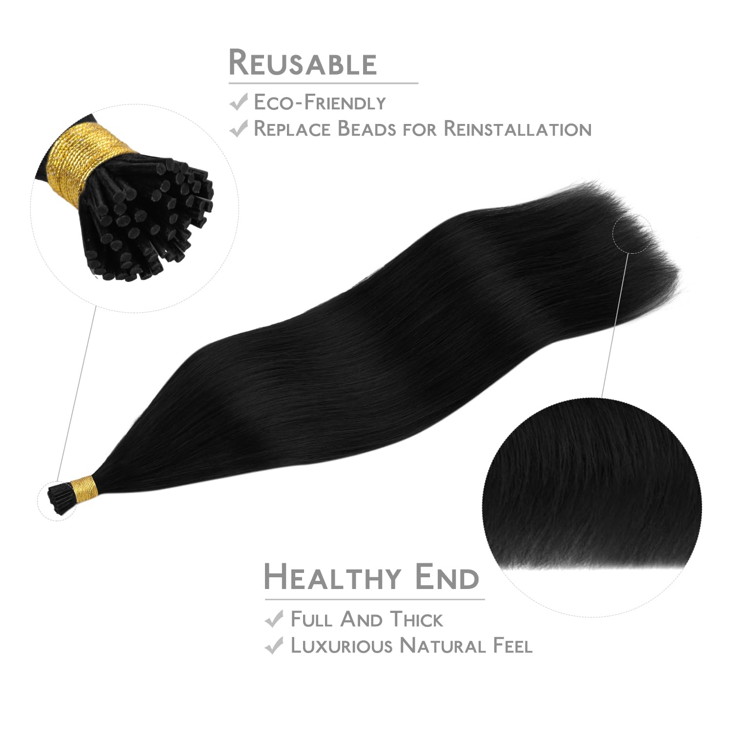 Detalle de WENNALIFE I Tip Hair Extensions 22 Inch