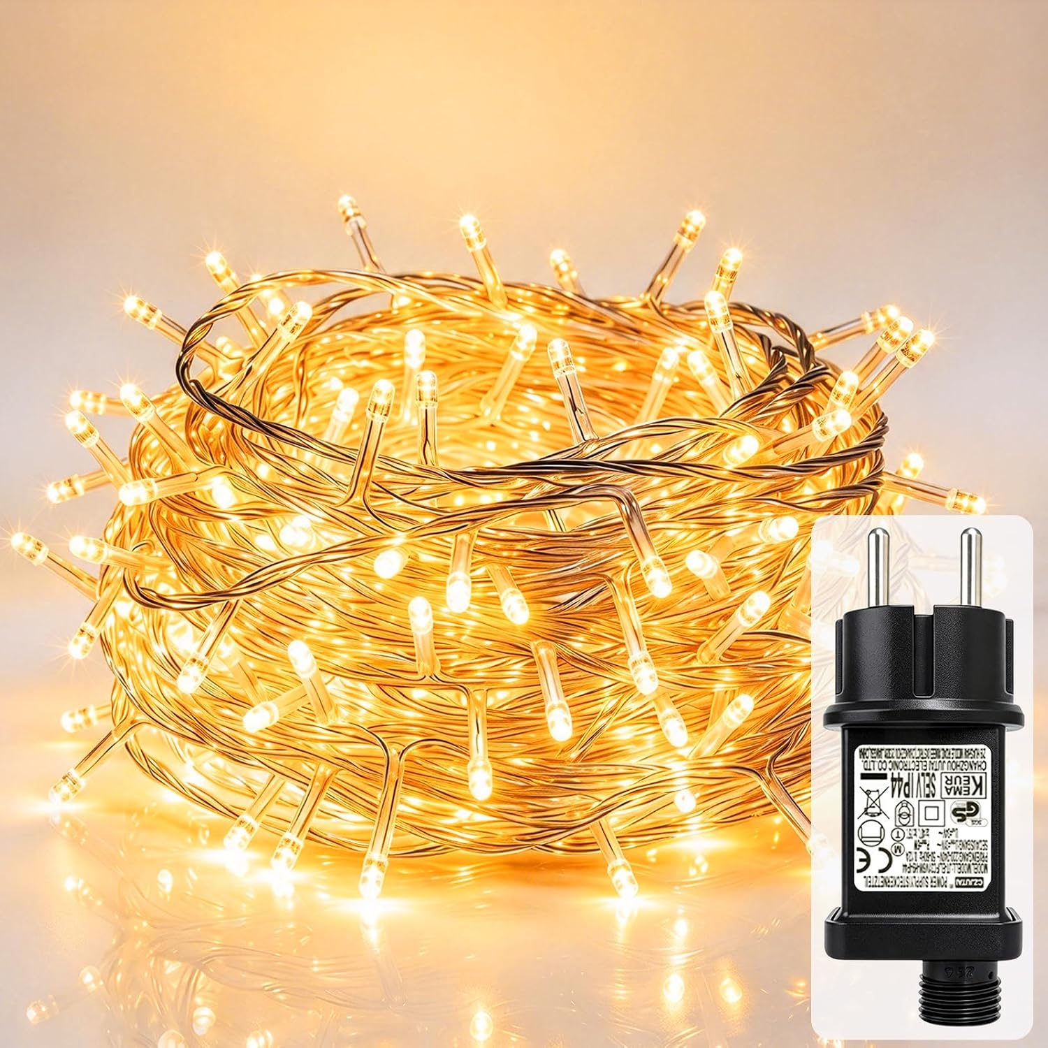 Detalle de Hopelit DCTM-10W łańcuch świetlny LED 10 m, 100 diod, ciepła biel, IP44