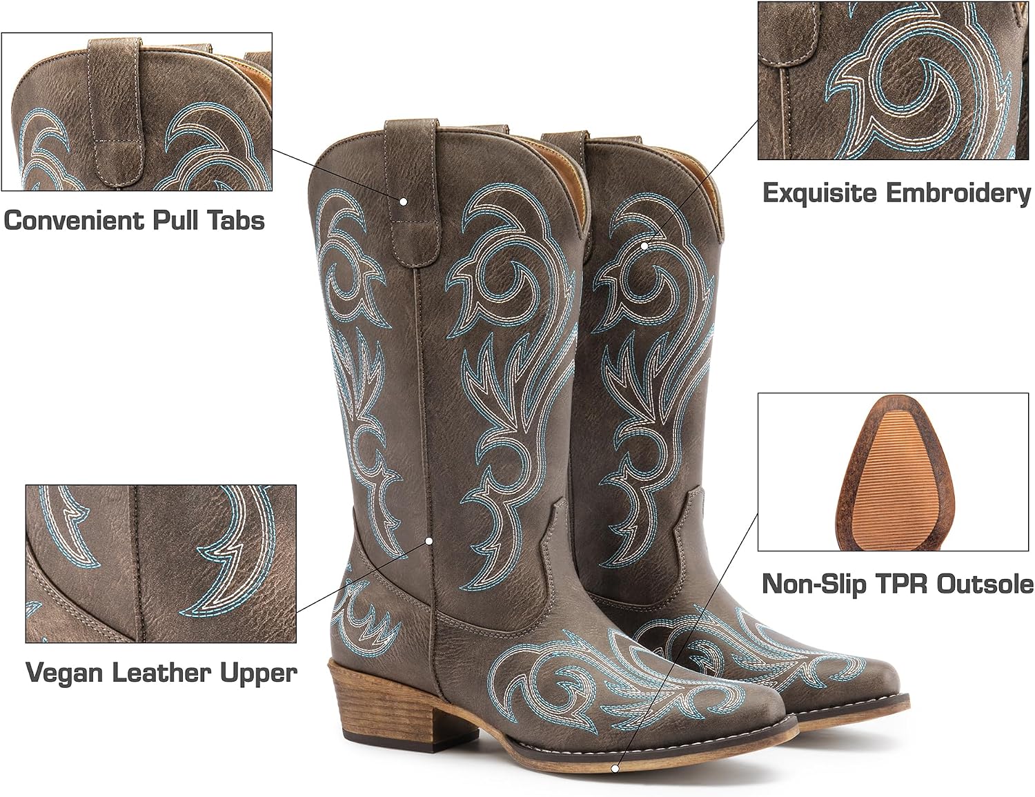 Thumbnail 6 de DREAM PAIRS Women's Mid-Calf Cowboy Boots