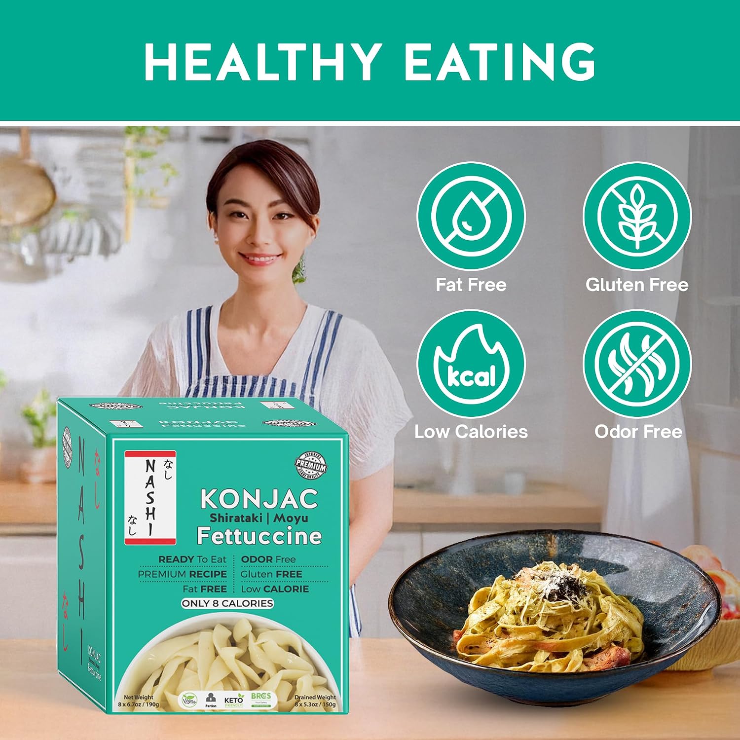 Thumbnail 4 de Nashi Shirataki Konjac Fettuccine 8×190g 🍝