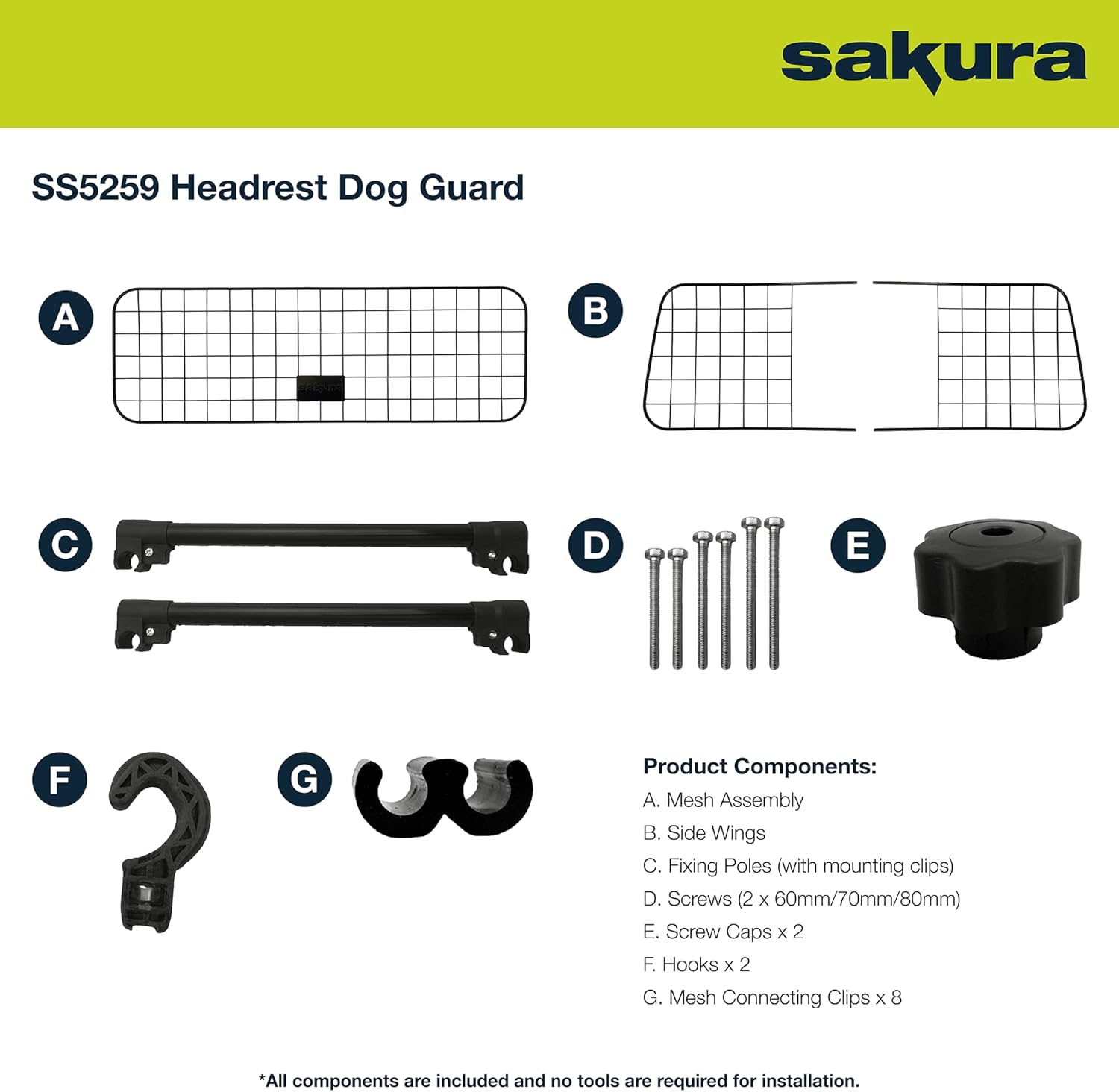 Detalle de Sakura Headrest Dog Guard for Cars SS5259 – Easy Fit, 106–145 cm Width