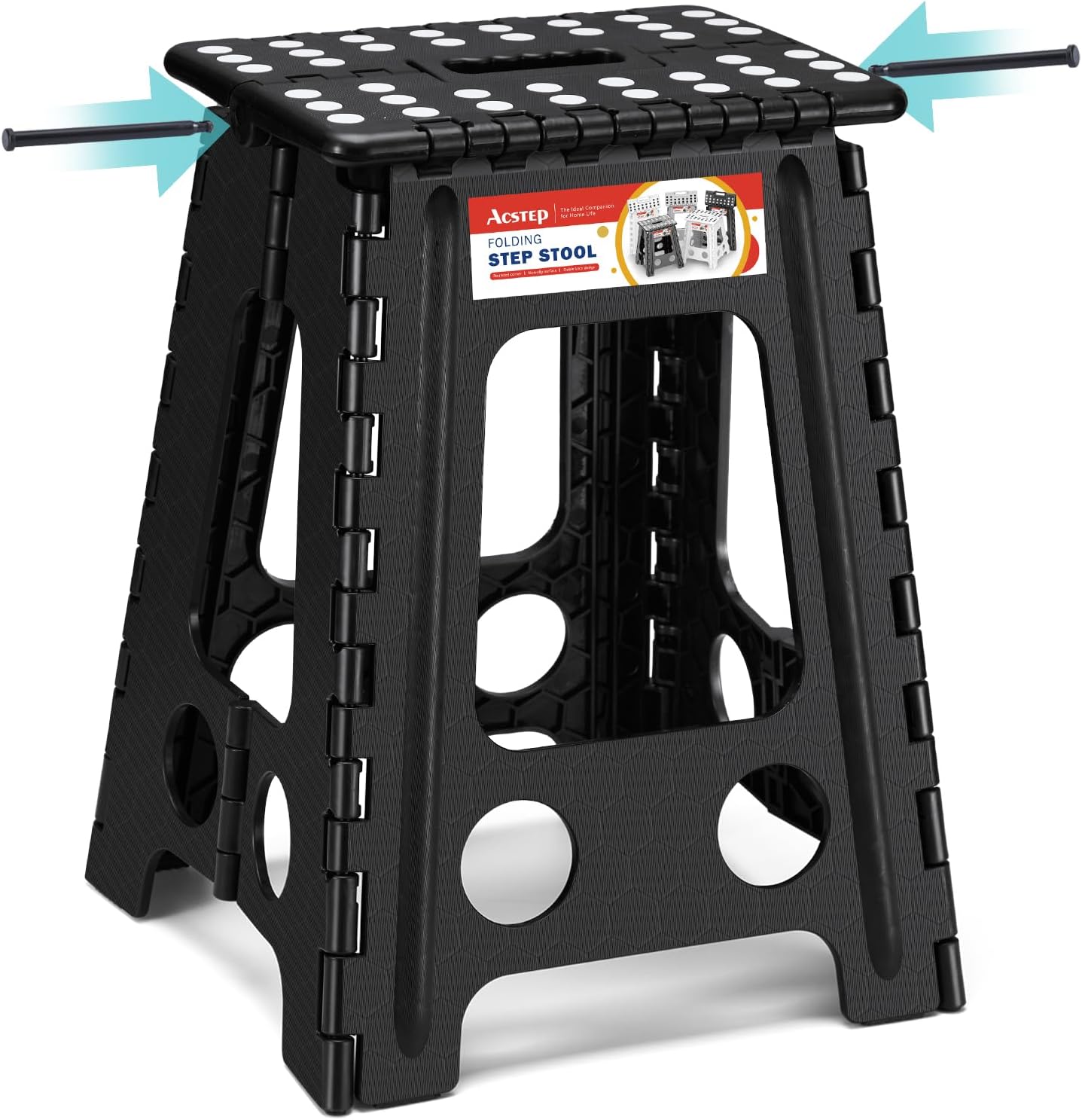 Detalle de ACSTEP A5031 Folding Step Stool for Adults, 400-lb Capacity, Black