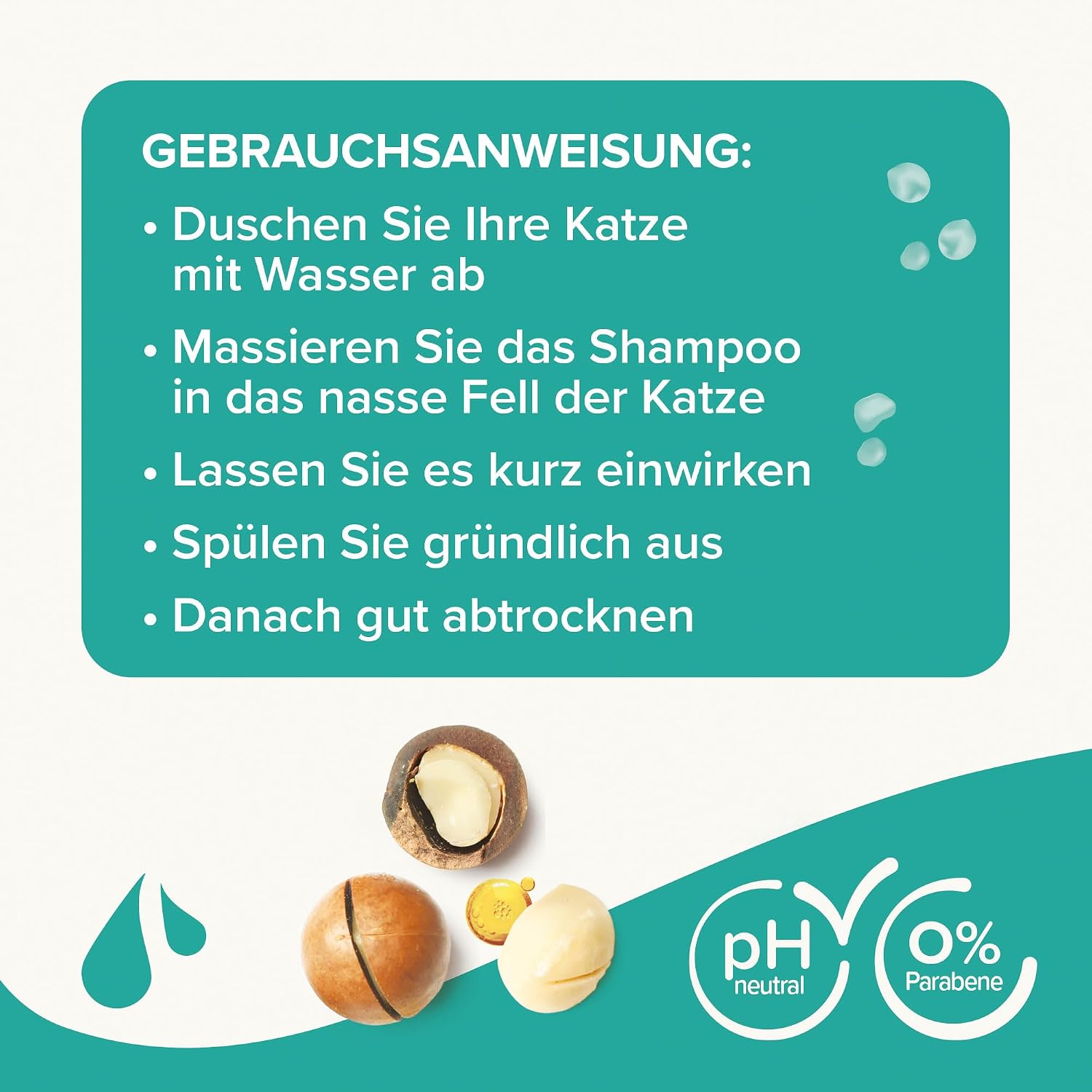 Detalle 2 de Beaphar Katzen Shampoo mit Macadamiaöl und Aloe Vera – pH-neutral, vegan, ohne Parabene (250 ml)
