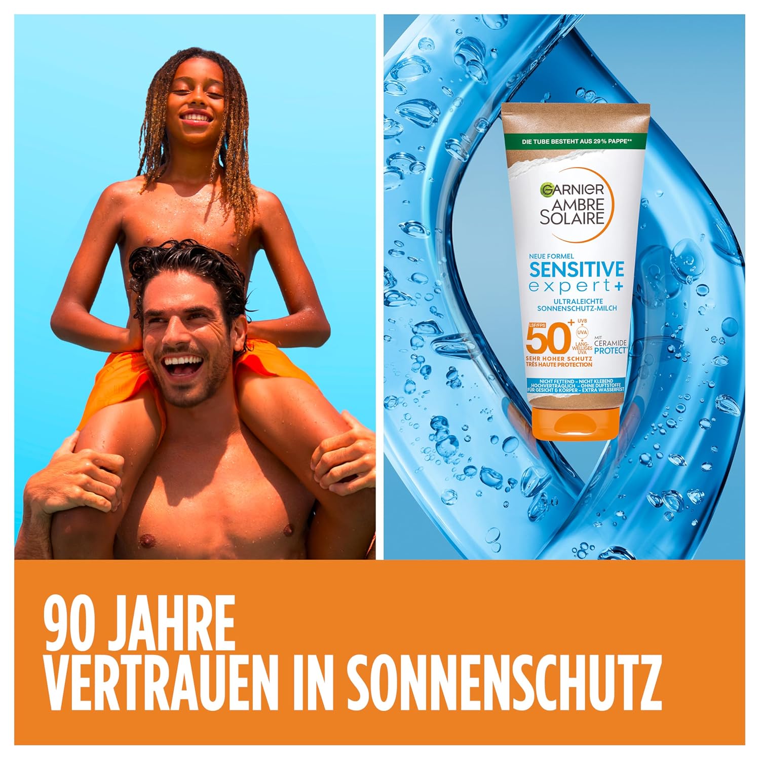 Detalle 2 de Garnier Ambre Solaire Sensitive expert+ Ultraleichte Sonnenschutzmilch mit LSF 50+ (175 ml)