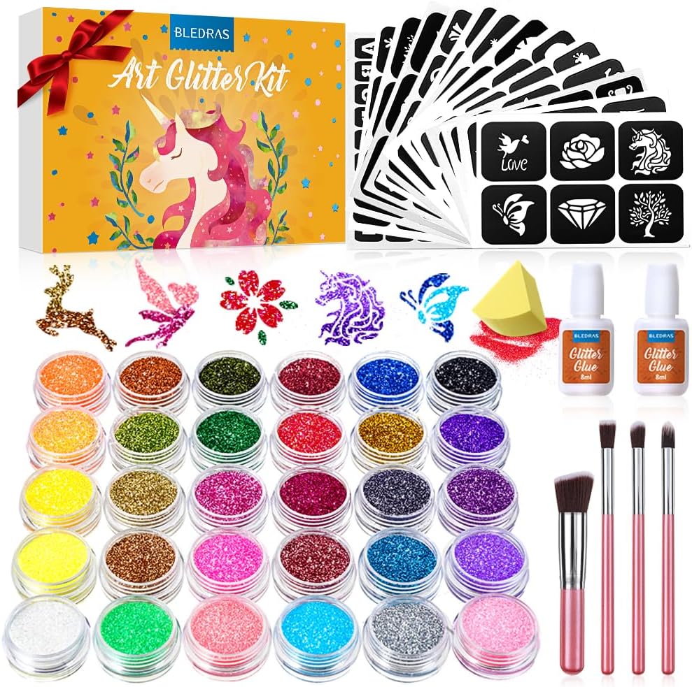 Bledras Temporary Glitter Tattoo 30 Colori Kit