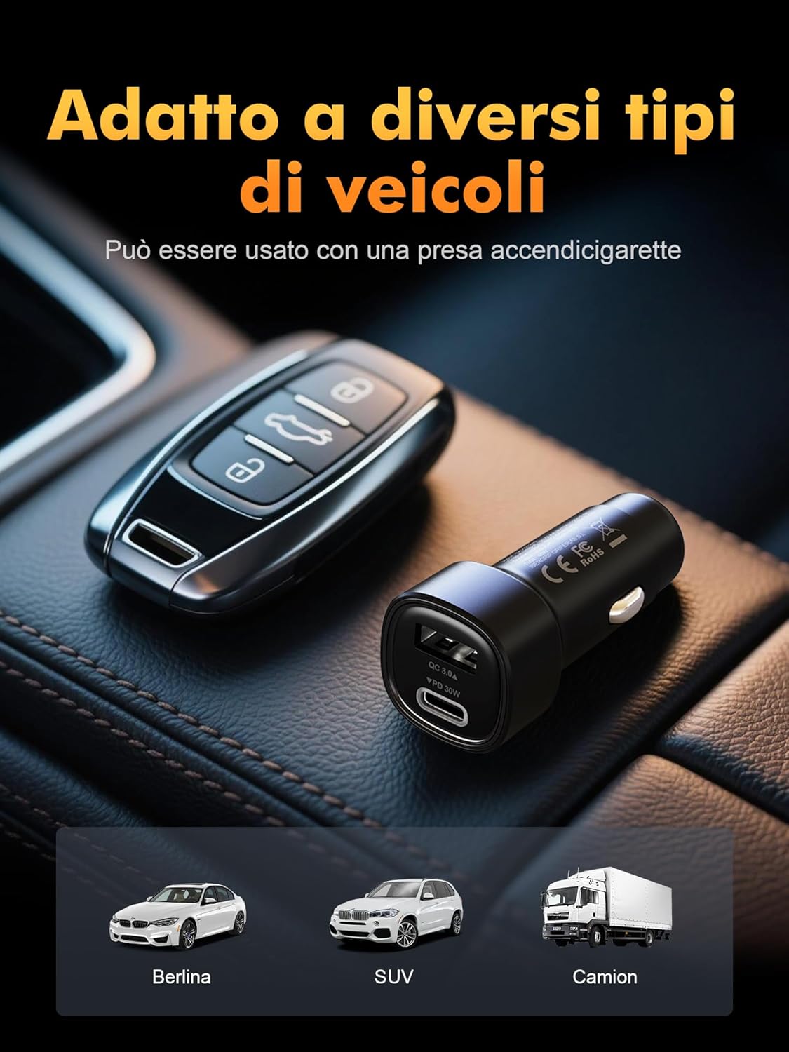 Thumbnail 4 de GRIFEMA caricatore auto USB-C 48W con doppia porta (PD 30W + QC 3.0 18W)