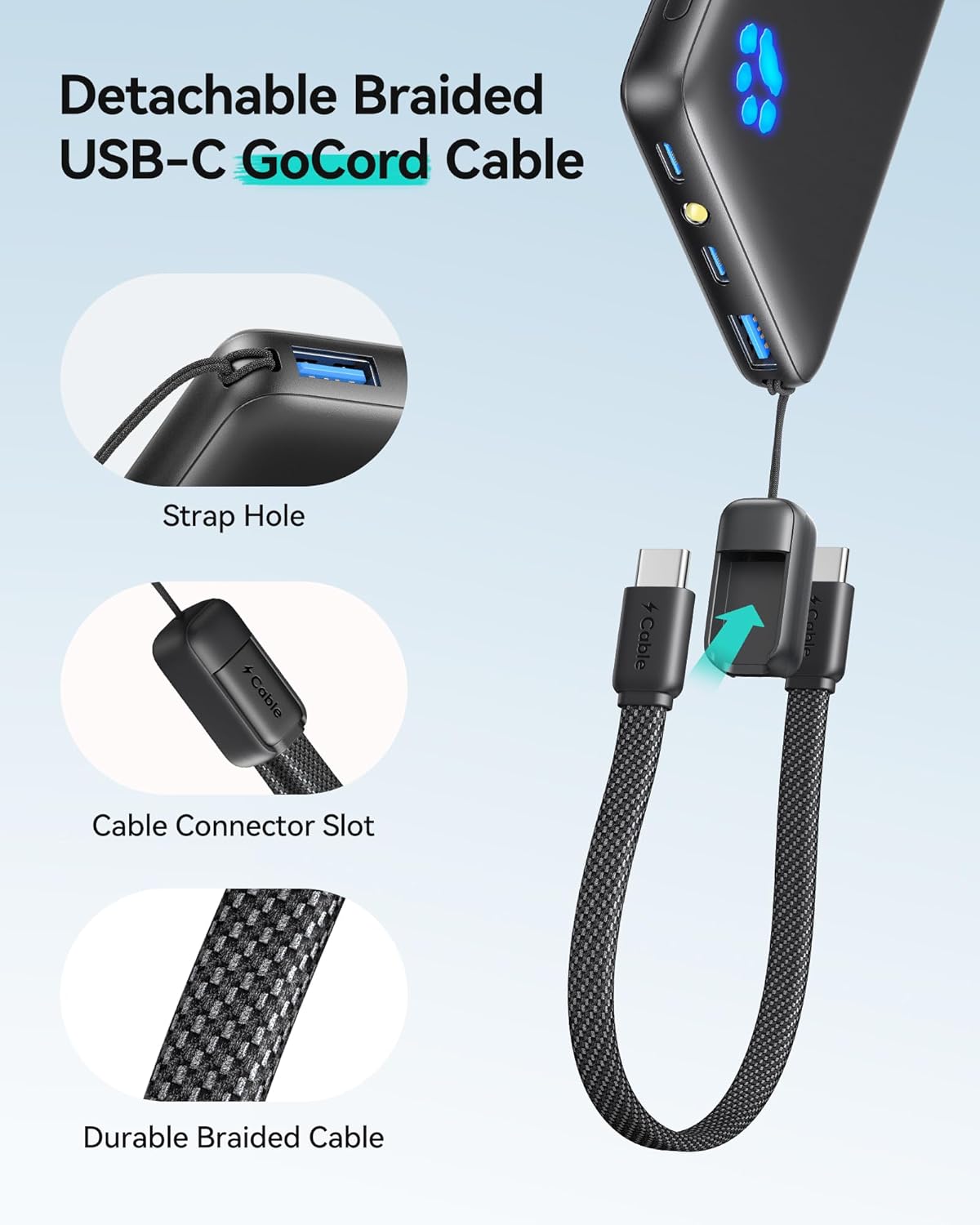 Detalle 2 de INIU Portable Charger: Ultra Thin 10000mAh, 45W PD Power Bank