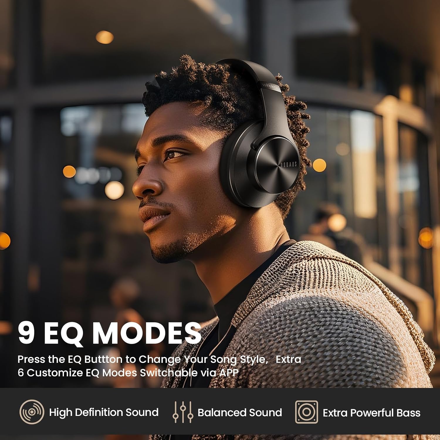 Detalle de DOQAUS CARE1 PRO LIFE5 Over-Ear Bluetooth Headphones, 90-Hour Playtime