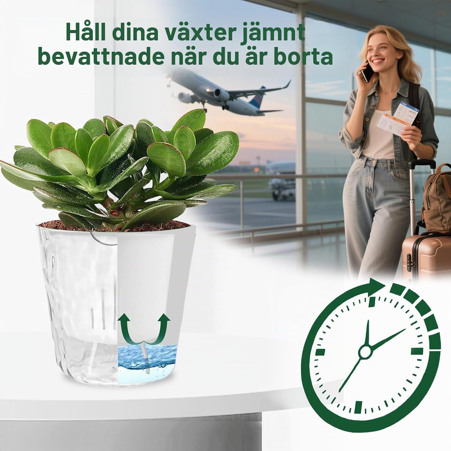 Detalle de Rodison RDS020-WH självvattnande krukor, 18 cm, kristallin isoptik, 4-pack